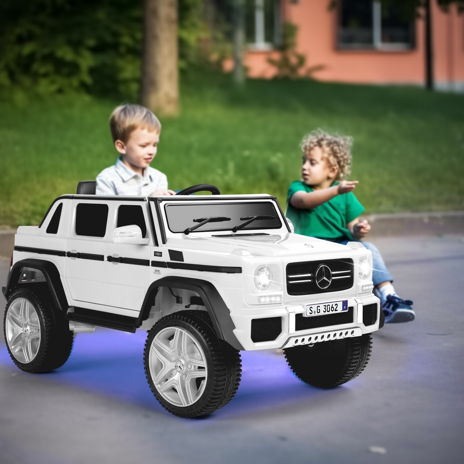 White Electric 12V Battery Kids Ride On Car 3 Speed with Music, LED, MP3, RC
