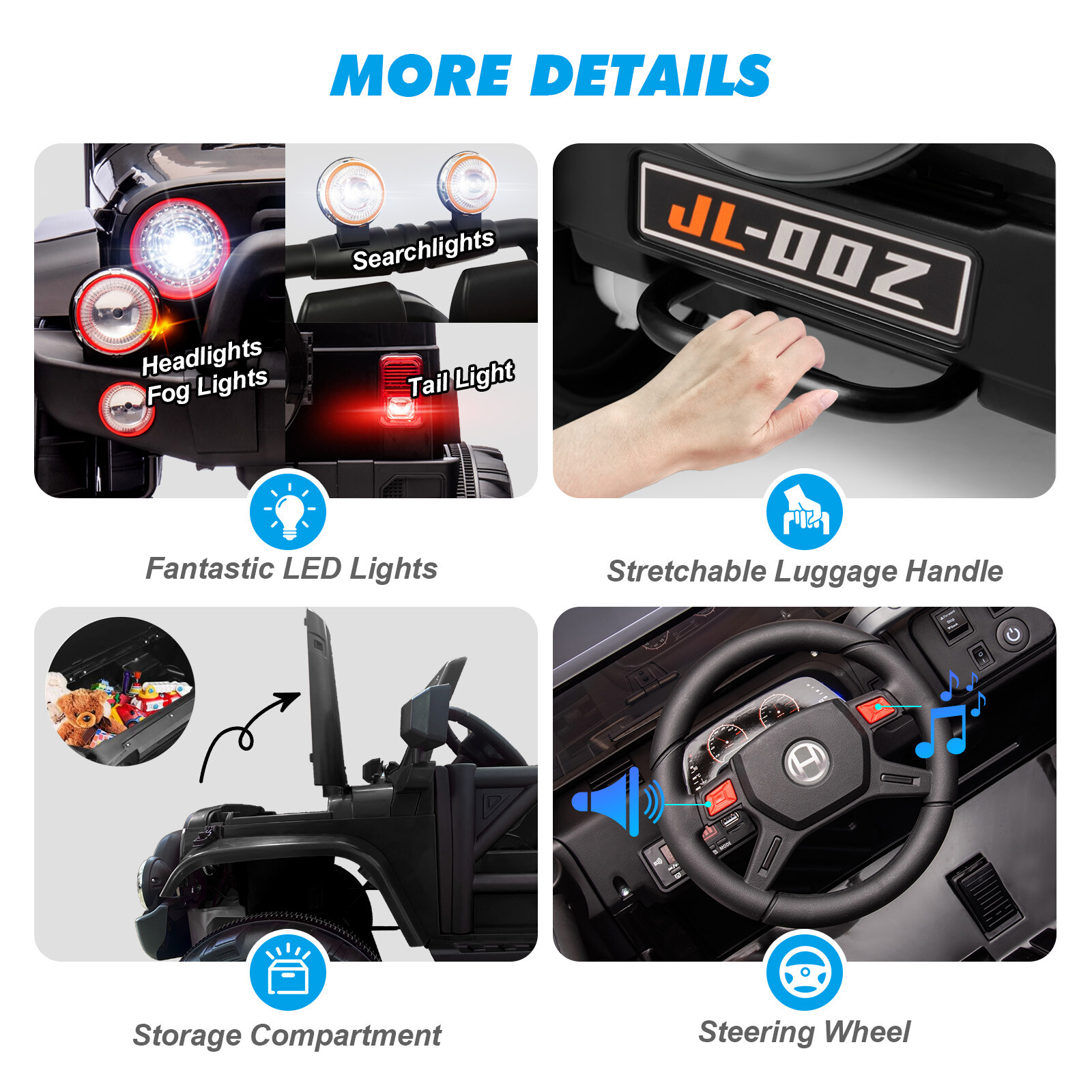Black 12V Battery Kids Ride On Car Truck 3 Speeds Toy LED MP3 w/Remote,Car Cover