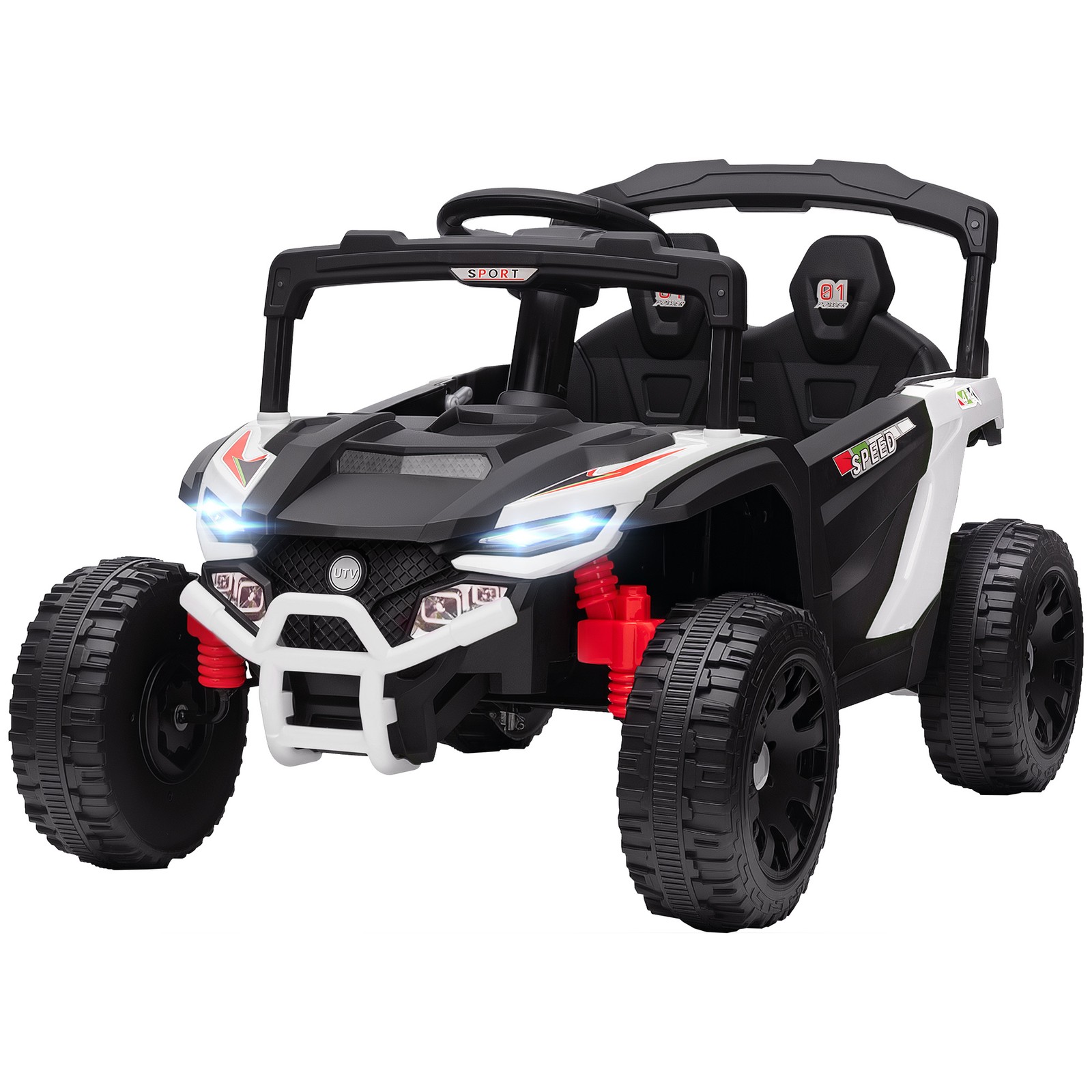 12V Kids Ride On Truck with Dual Motors for 3-5 Boys Girls, White