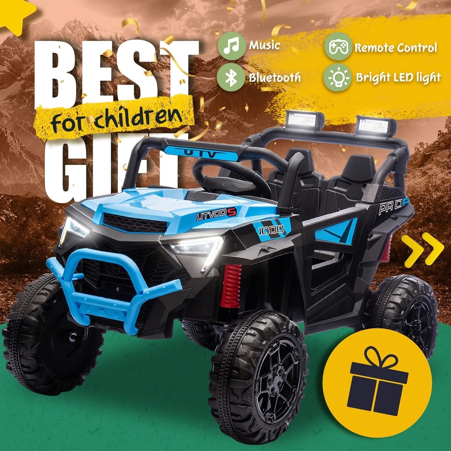 24V Ride on UTV Electric Car Vehicle Toy 400W with Remote Control for Kids Blue