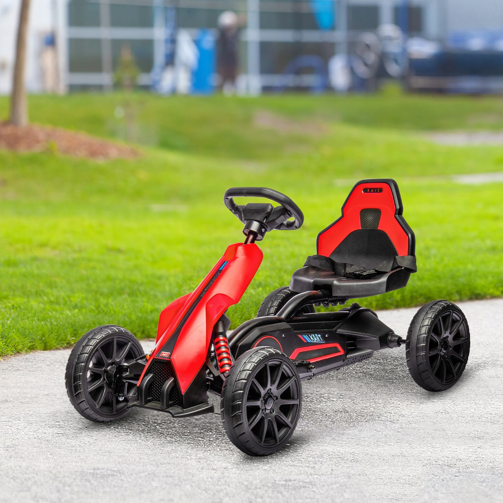 12V Electric Go Kart for Kids w/ Adjustable Speed, Red