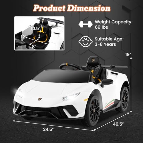 12V Kids Electric Vehicle – Licensed Lamborghini Huracan – 12V – White