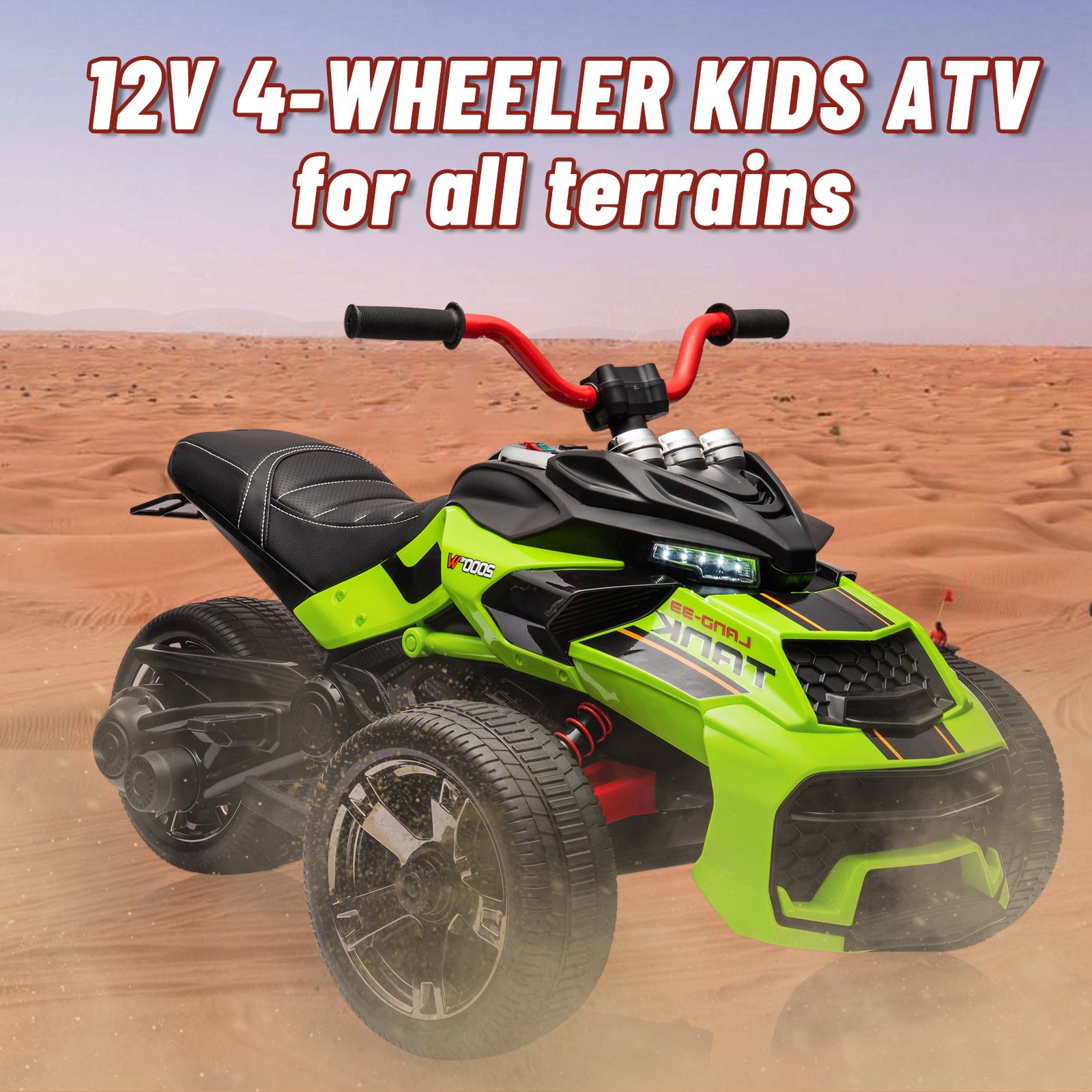 Kid Electric ATV 12V 7Ah Battery 55W Dual-Motor 7mph EVA Tires Outdoor Toy,Green