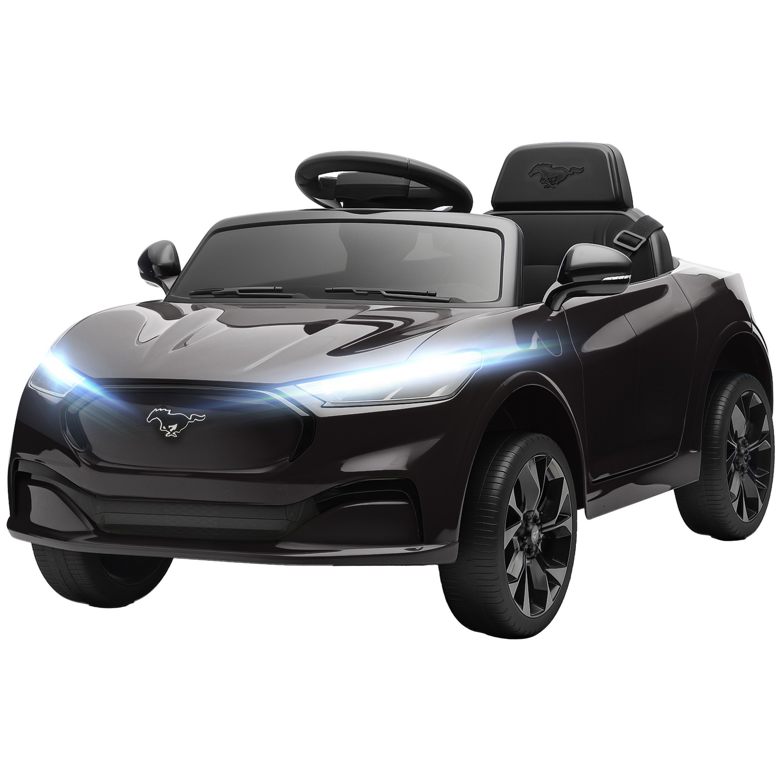 12V Kids Ride On Car, Licensed Ford Mustang Mach-E Electric Car, Black