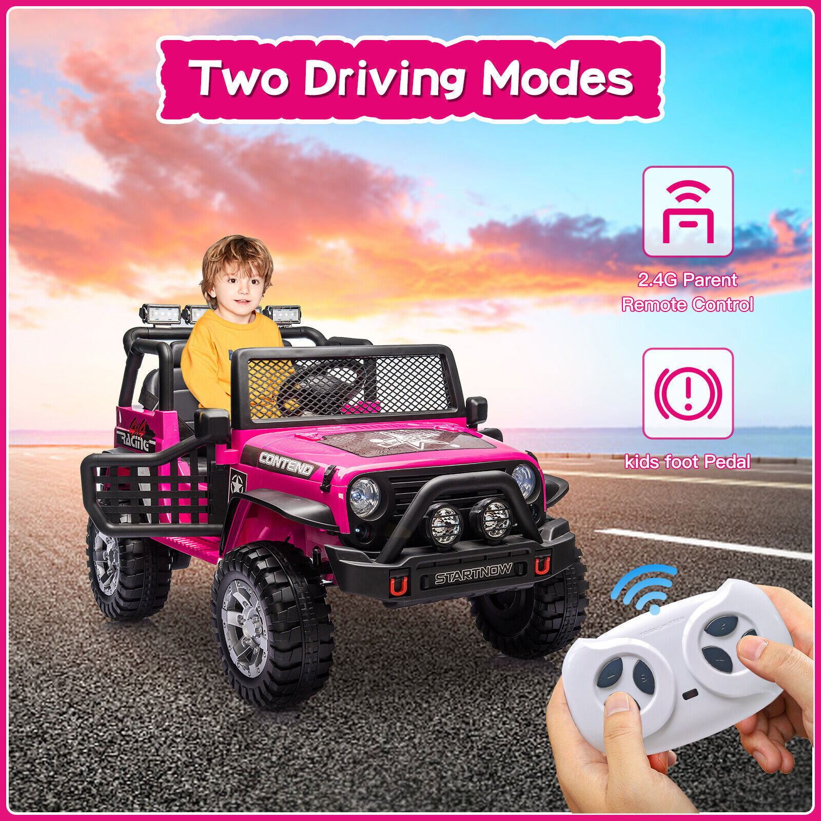 12V Kids Ride On Car 2 Seater Electric Vehicle Toy Truck Jeep MP3 w/ Remote Gift