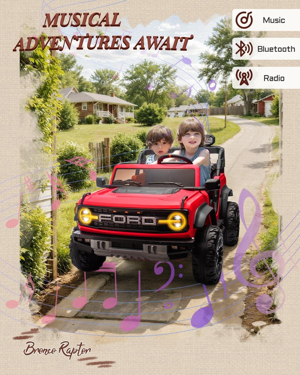 First Ride On Ford Bronco 24V Ride on Toys for Boys & Girls, 2 Seater Kids El…