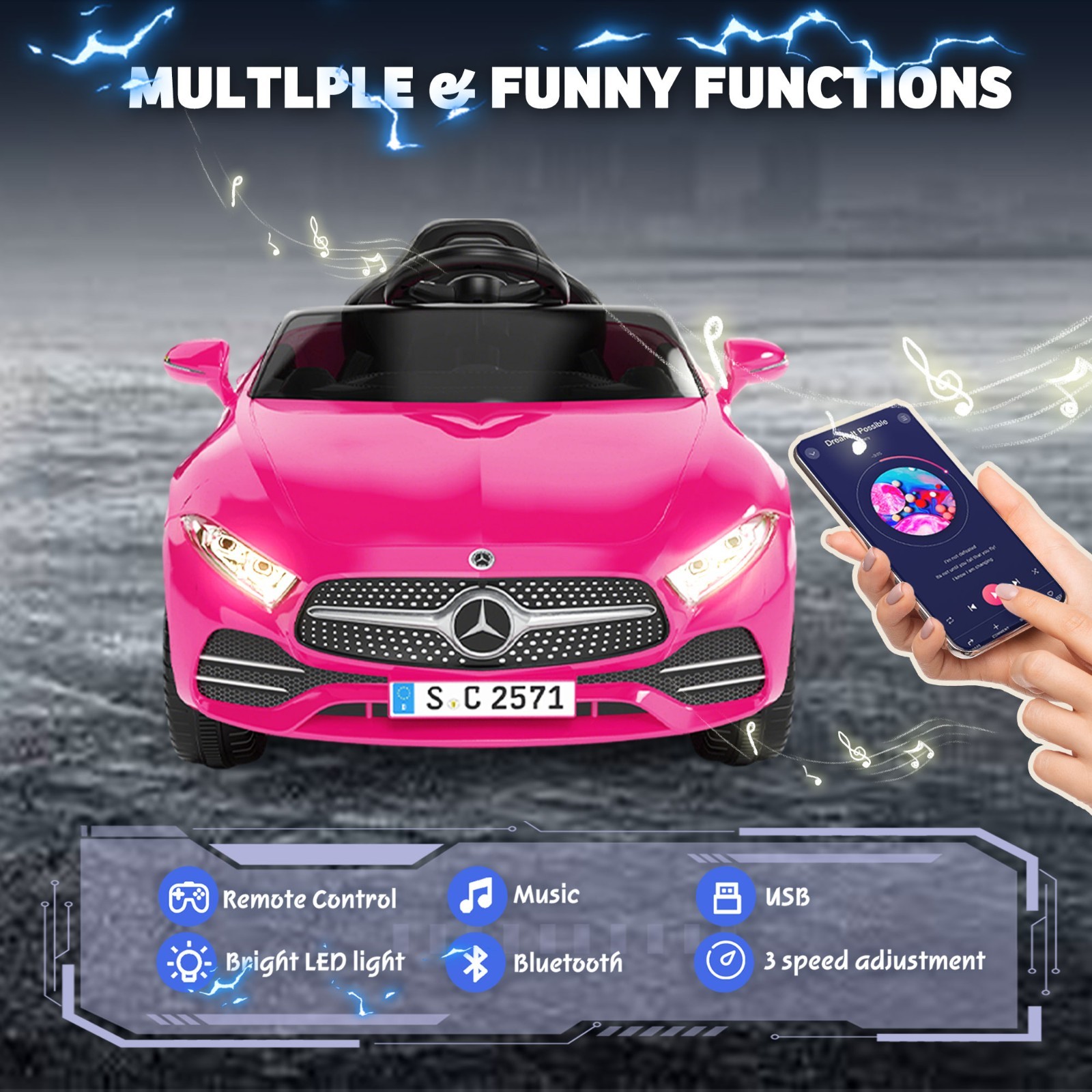 12V Kids Electric Car Ride on Toy w/Remote Control, Power Wheels for Girls Boys