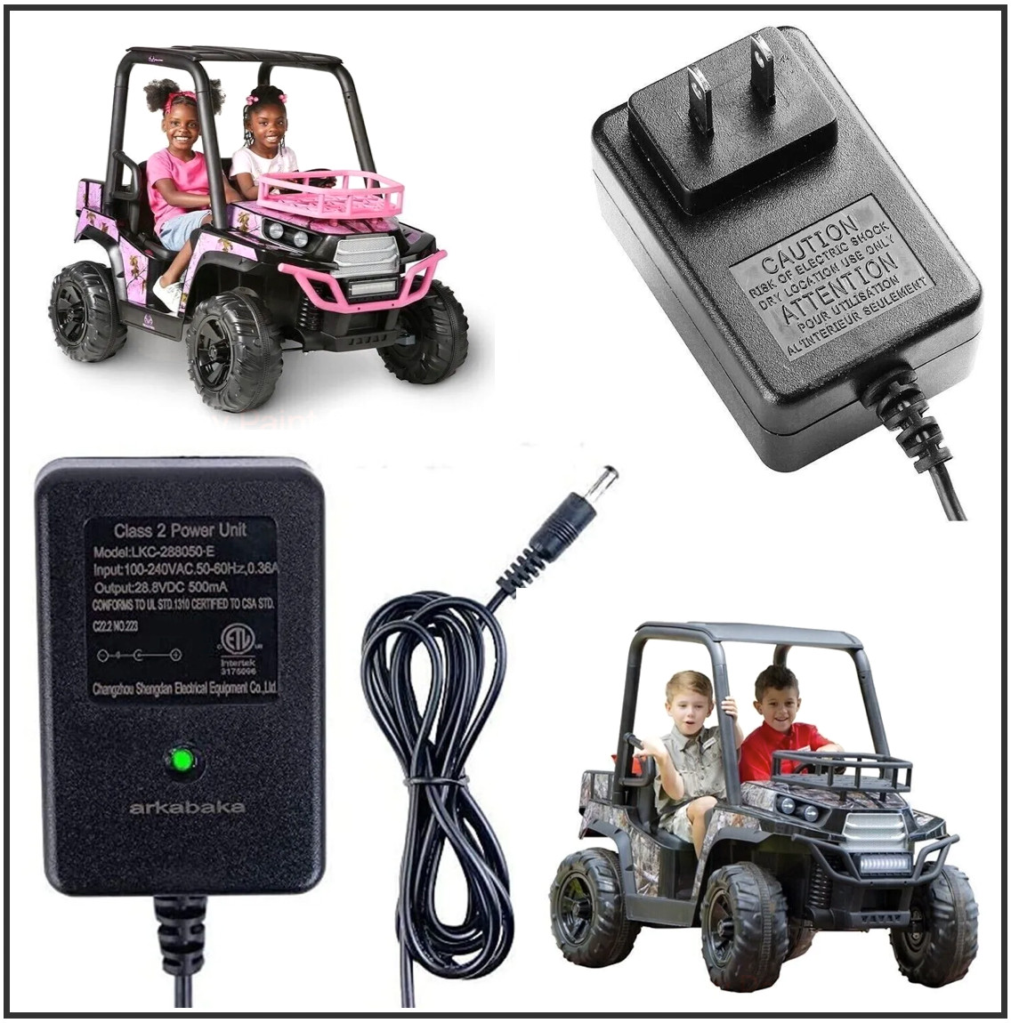 24V AC Power Adapter for Dynacraft Real tree UTV Ride on 4×4 Real Tree Buggy Dyn