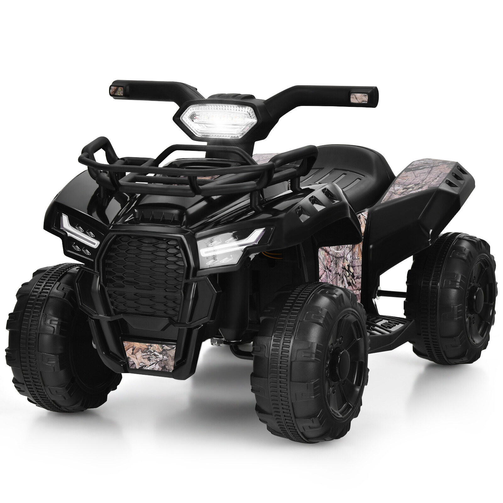 Costway 6V Kids ATV Quad Electric Ride On Car Toy Toddler w/LED Light&MP3 Black