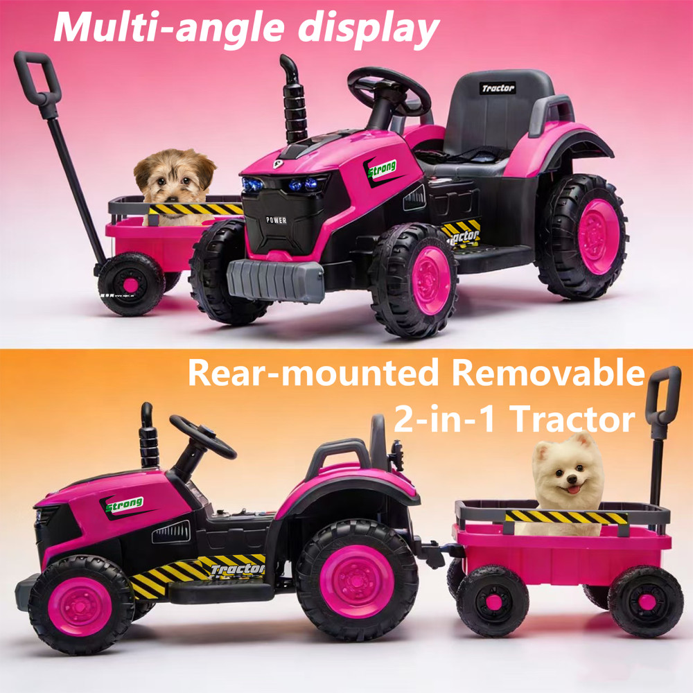 Kids Electric Ride On Tractor Trailer 12V Powered Children Farm Tractor Toy Car