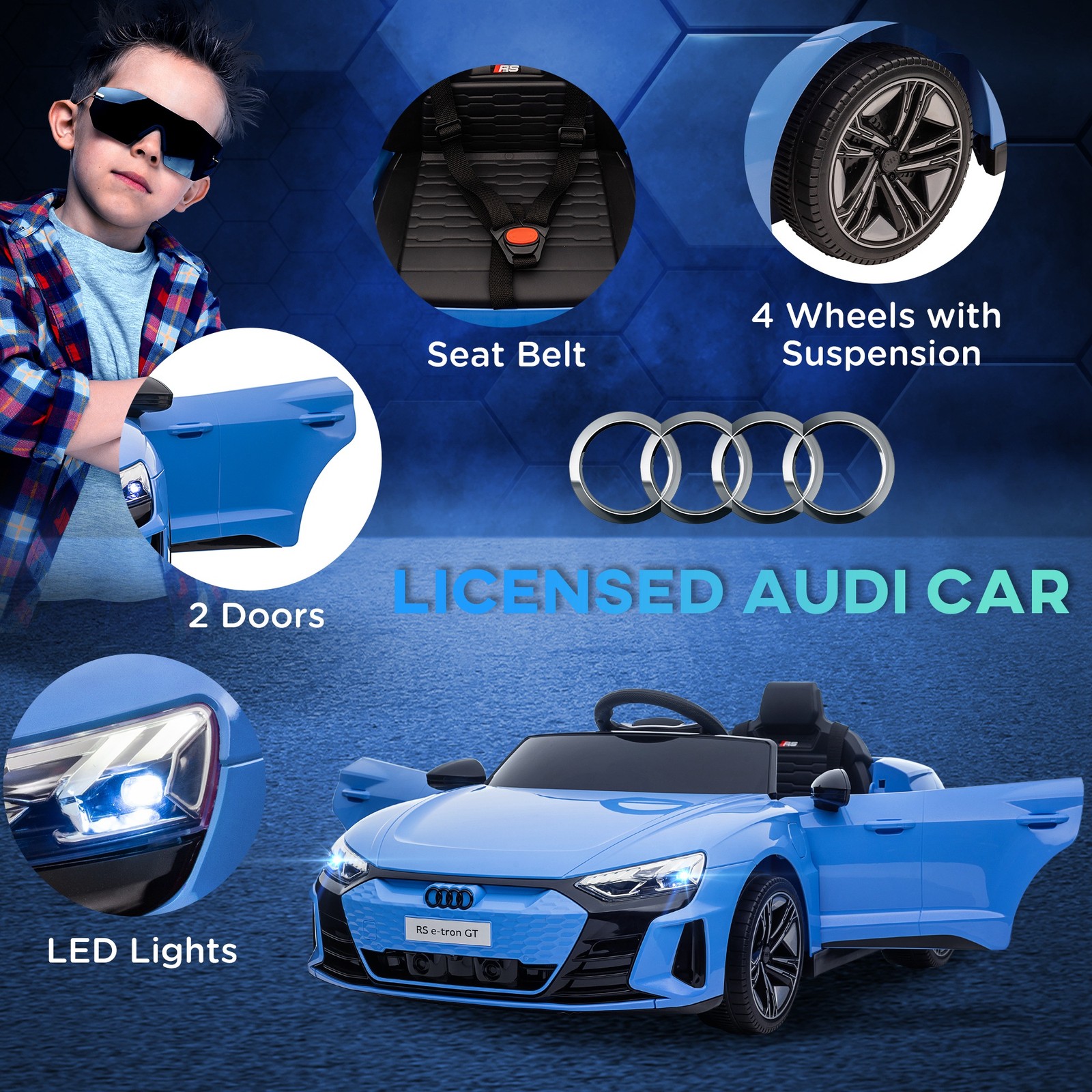 12V Kids Electric Ride On Car, Licensed Audi RS e-tron GT