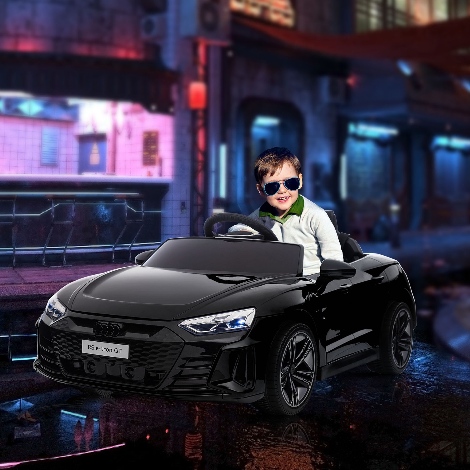 Licensed Audi 12V Electric Ride on Car with Remote Control, Horn Honking, Black