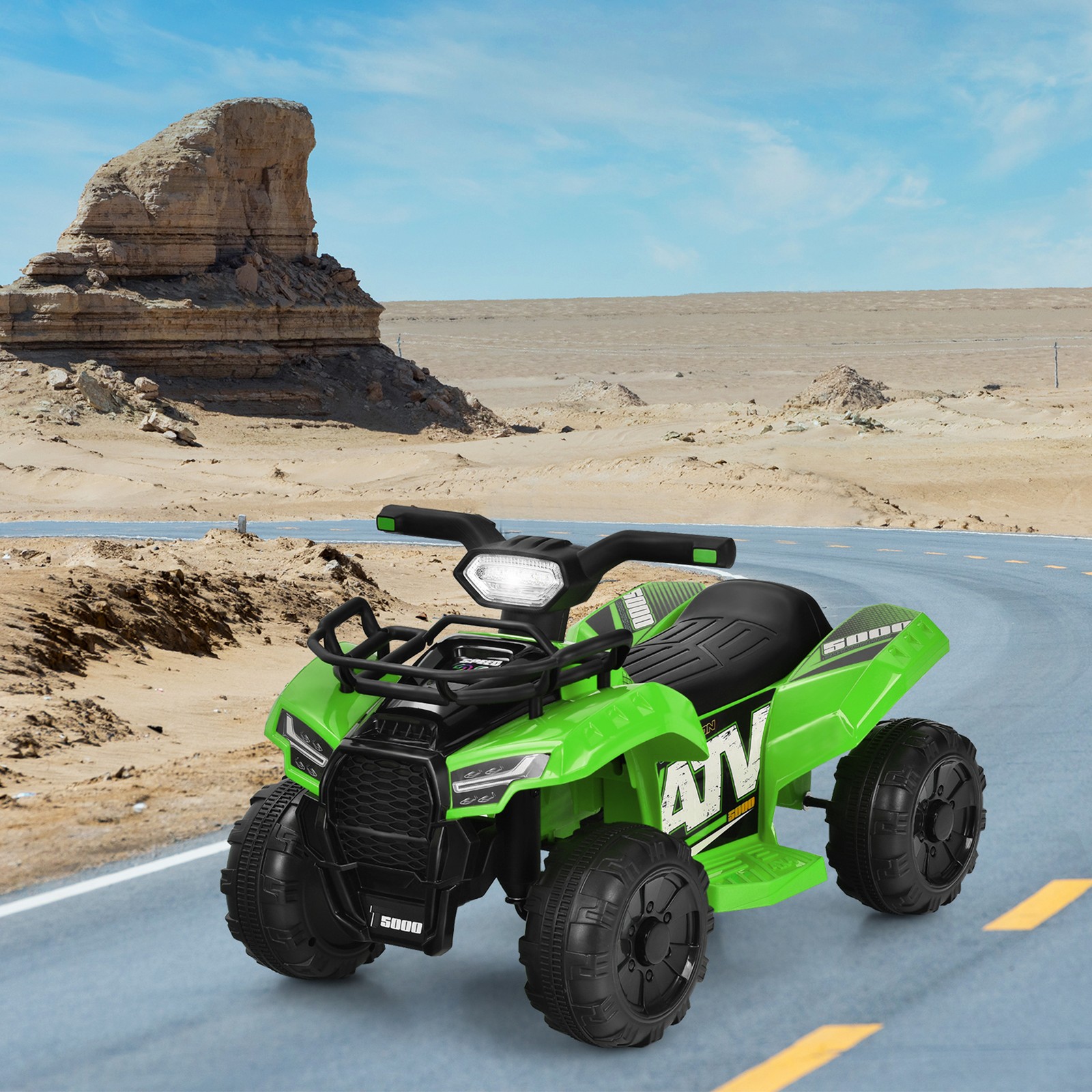 6V 4 Wheels ATV Quad Ride On Car Kids Ride-On Toy w/ Music Horn LED Light Green