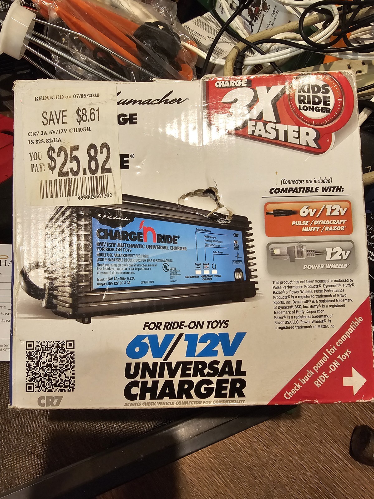 Schumacher Charge n Ride CR7 6V/12V Universal Charger for Ride-On Toys, MPN CR7