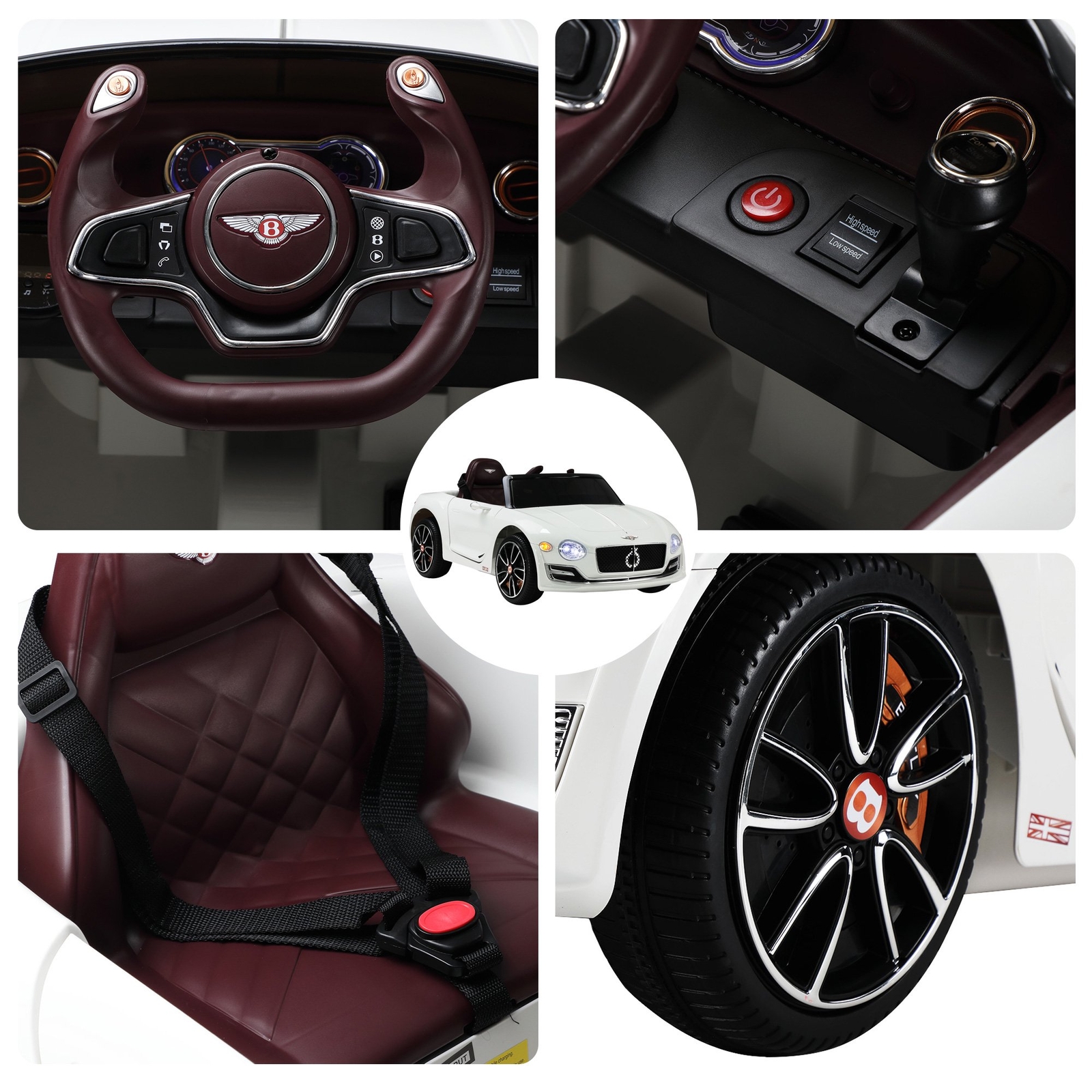 12V Kids Electric Ride On Car Bentley Licensed Toys 4 Wheels LED w/Parent Remote