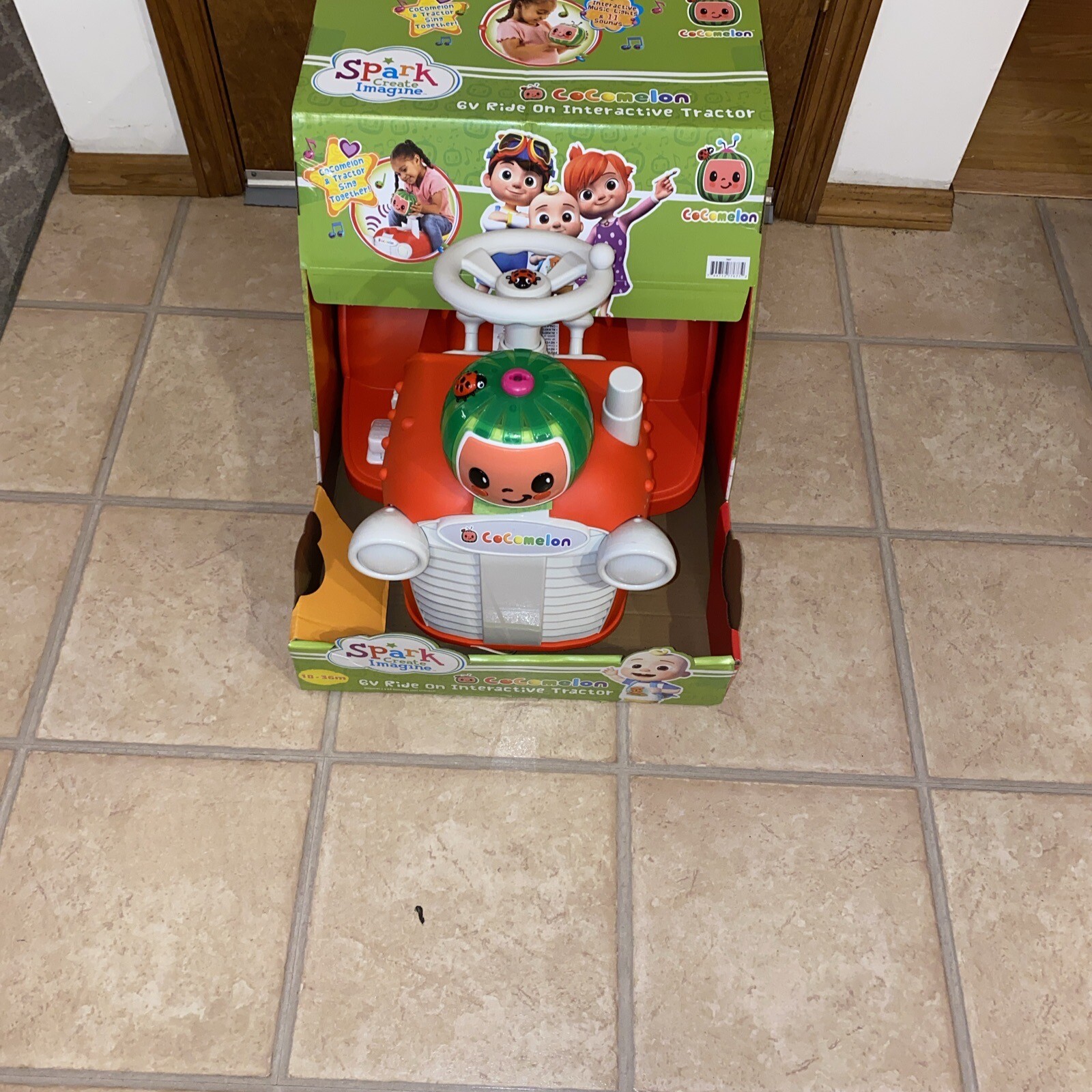 SPARK CoComelon Interactive Tractor Kids Ride-On Toy 6V, 1.5-3 Yrs Old