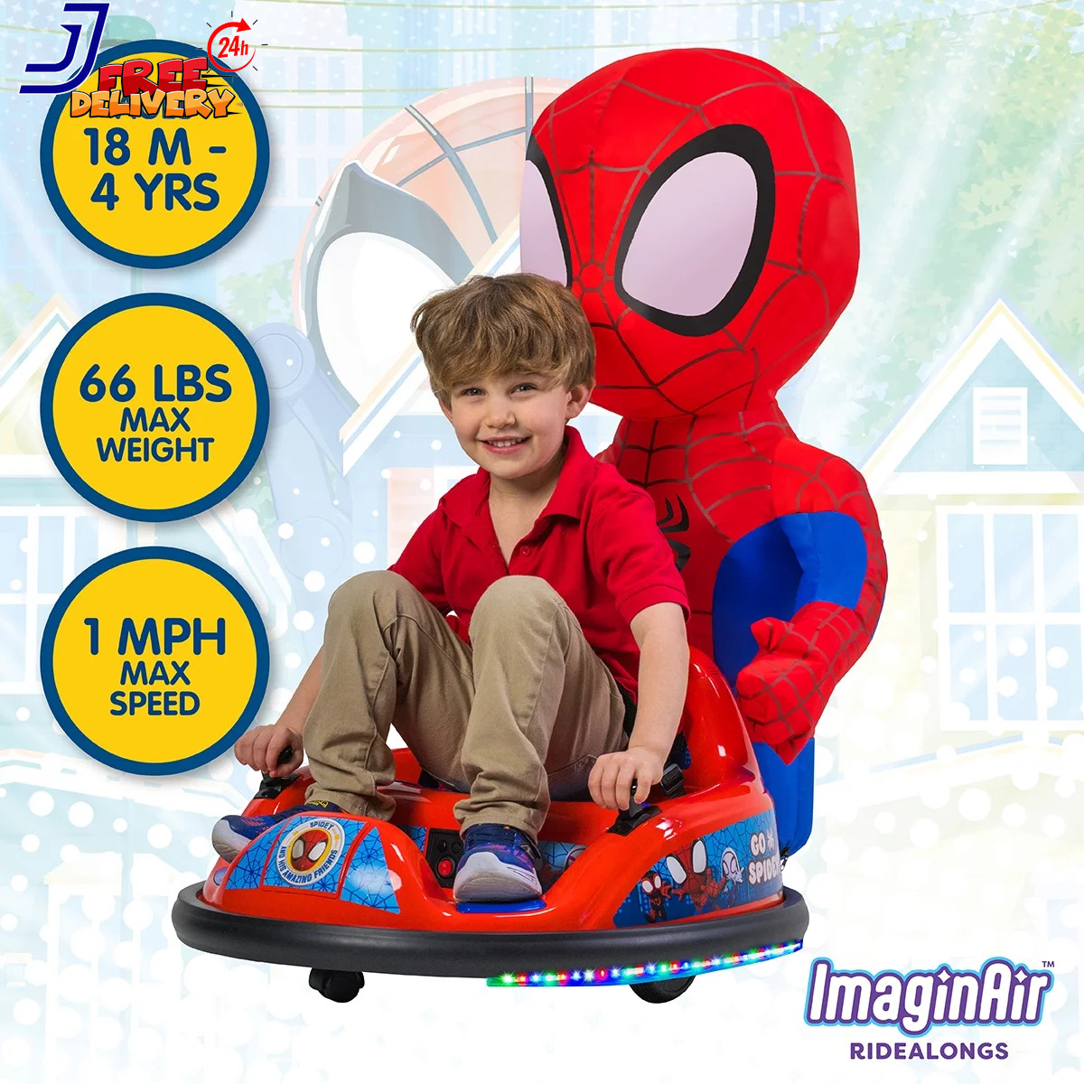 Spidey Imaginair 6V Ride-On Bumper Car with Inflatable Character FREE SHIPPING