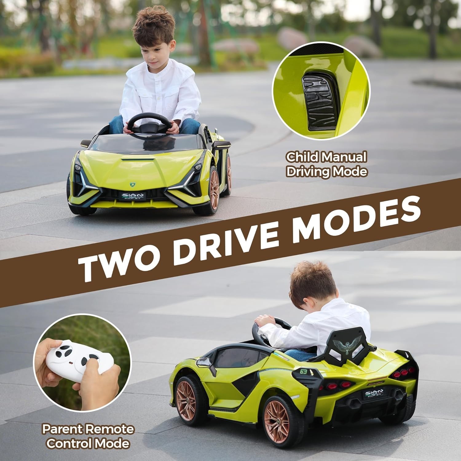 Tobbi 12VKids Ride On Car Licensed Lamborghini Sian Electric Toy w/Remote MP3