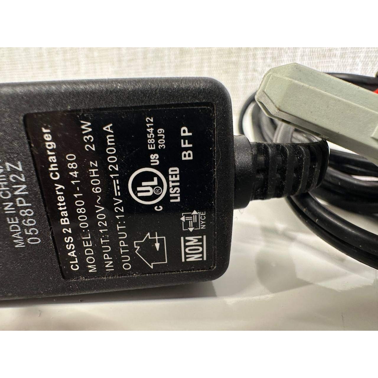 Class 2 Battery Charger 12V 1200mA Model 00801-1480 Gray Connector 054 (90)