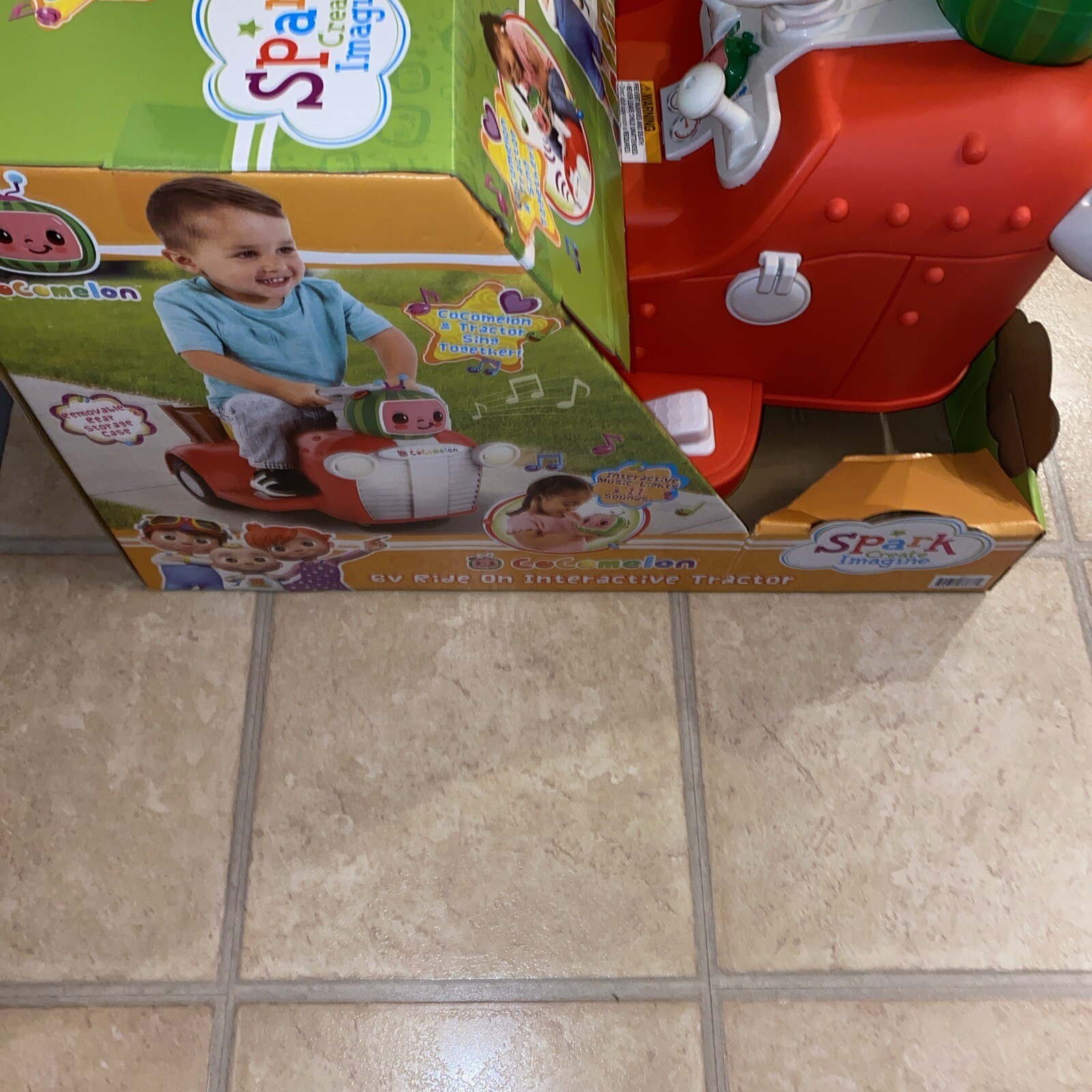SPARK CoComelon Interactive Tractor Kids Ride-On Toy 6V, 1.5-3 Yrs Old