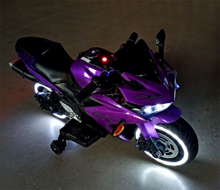 12V Kids Motorcycle Ride On Toy w/ Training Wheels 1.8~3.2mph for kid 3-6 Purple