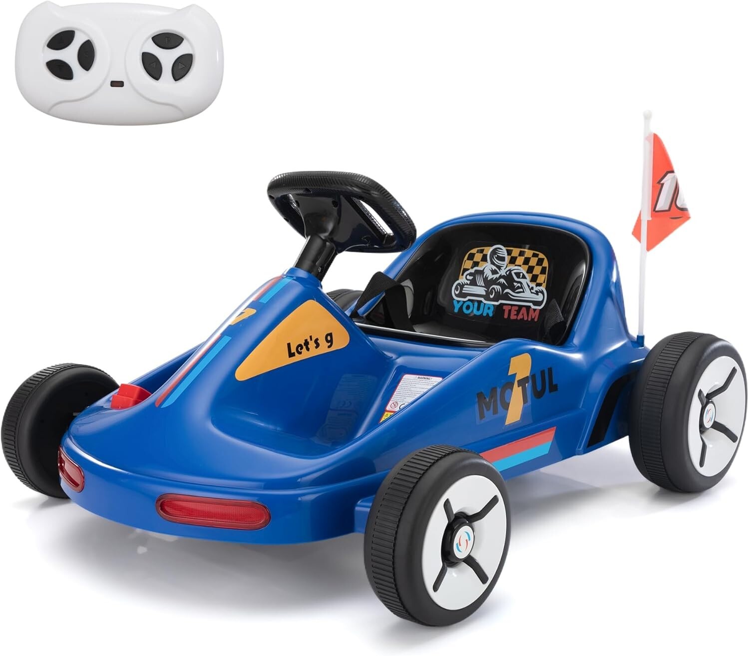 TOBBI 12V Electric Go Kart for Kids Ride on Car with Remote Control for 3-8 Year