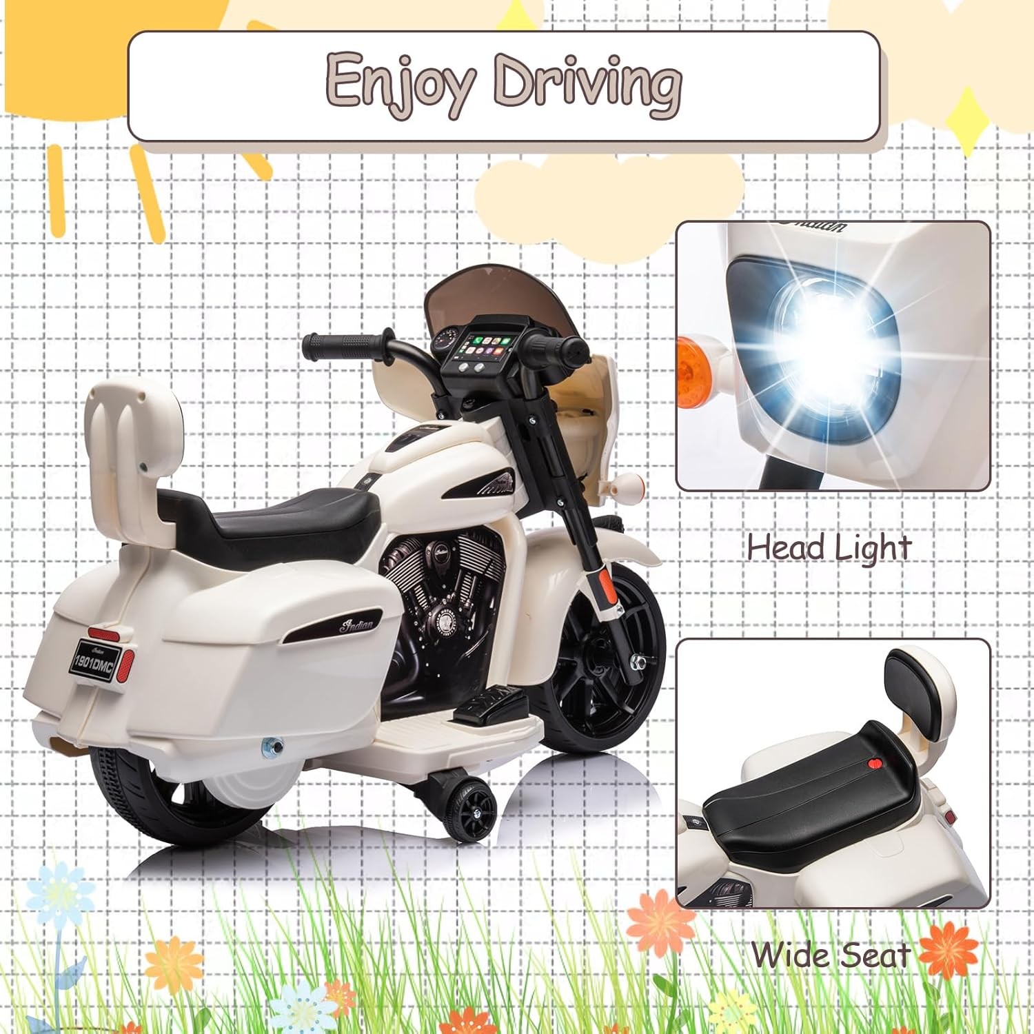 6V Kids Motorcycle,Electric Motorbike w/ Training Wheels,Toddler Motorcycle Gift