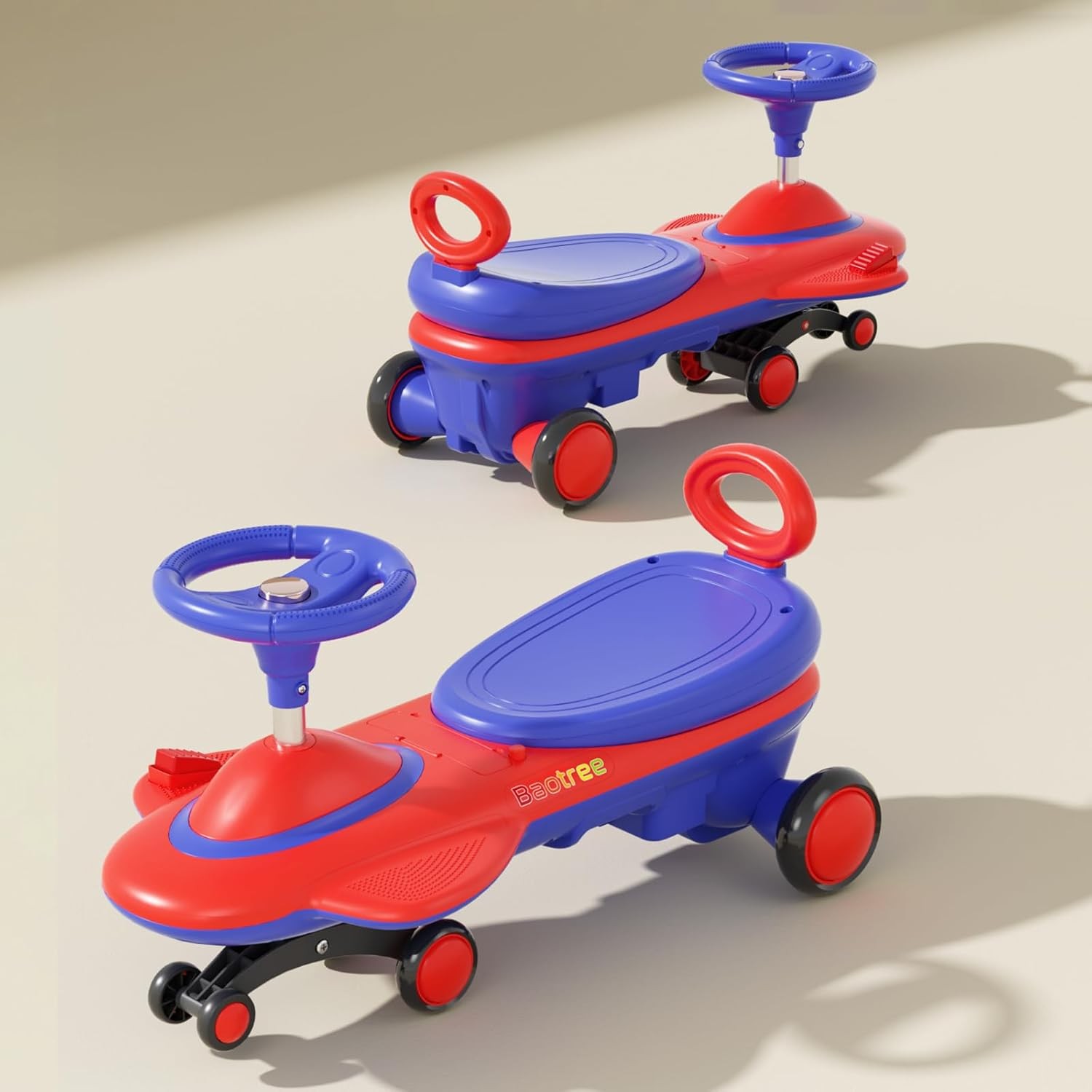 12V Kid Electric Wiggle Car with Pedal Rechargeable Battery LED Lights Swing Car