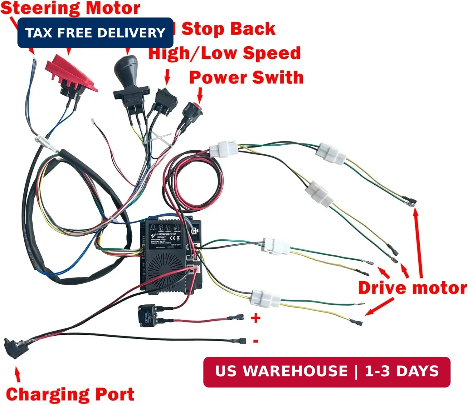 24 Volt DIY Wires Harness Conversion Kit for Kid’s Ride On Toys Car,2.4G Set of