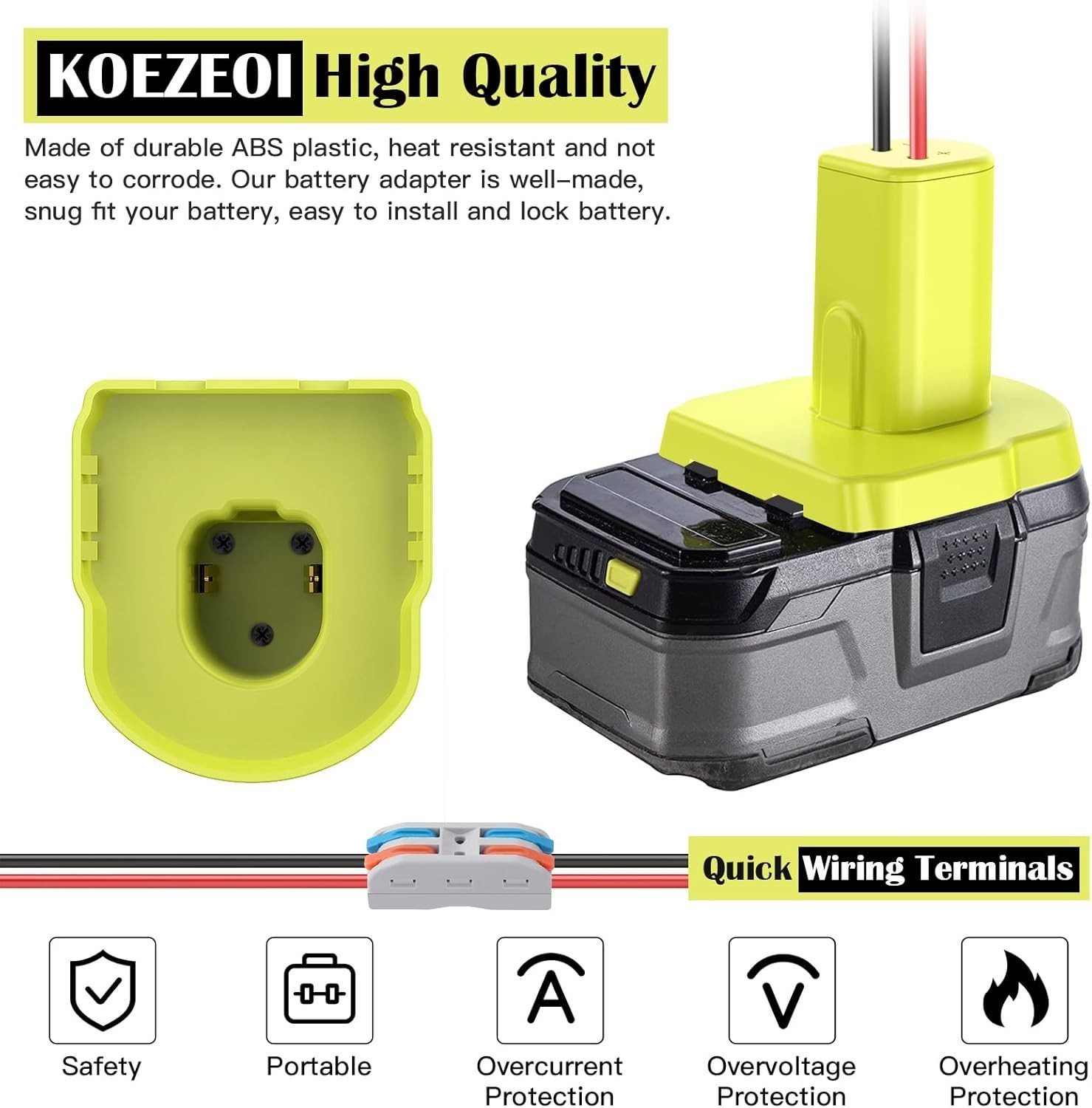 Ryobi 18V Battery Power Wheels Adapter Set – Includes 30 Amp Fuses & Terminals