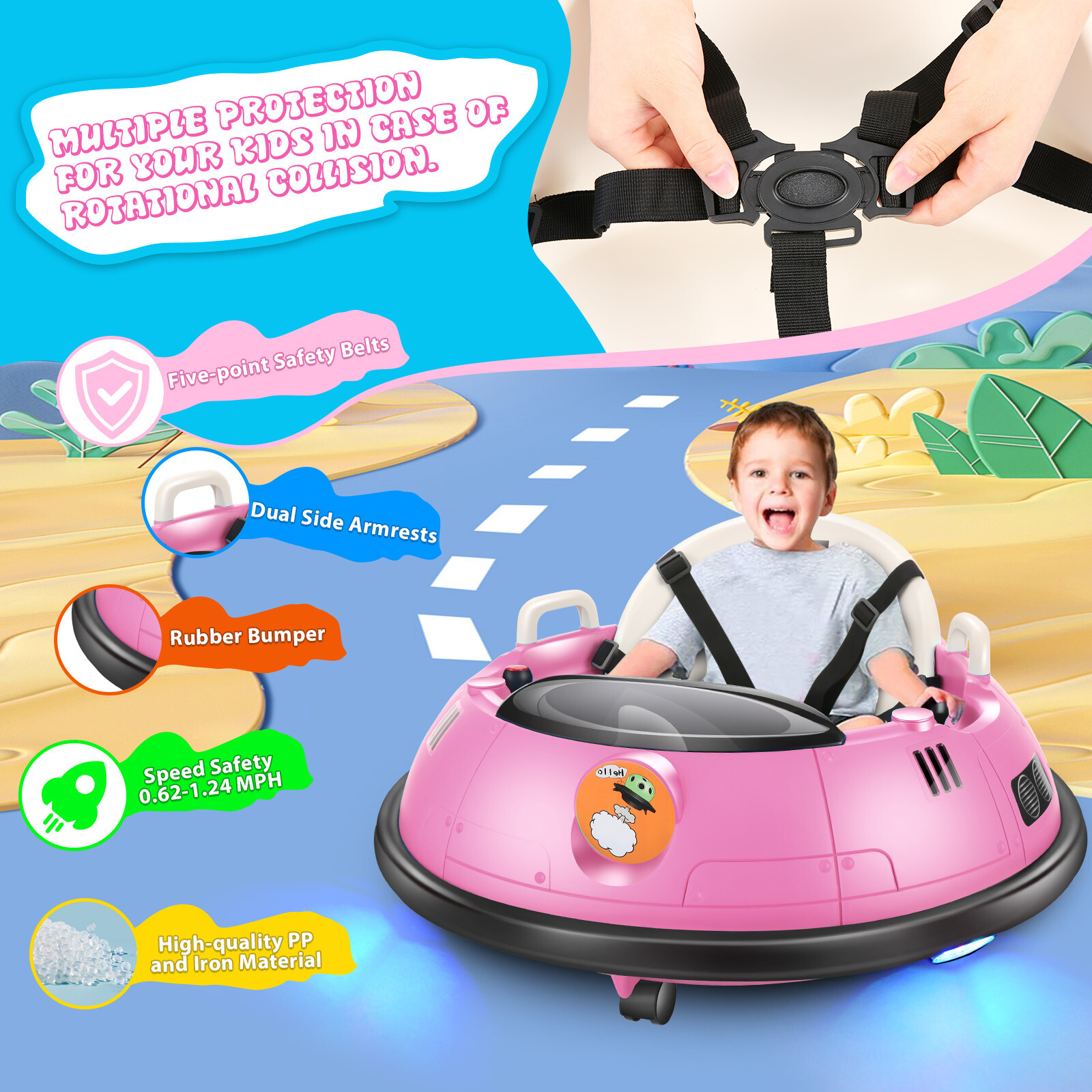 Toddler Bumper Car Electric Bumper Car for Kids w/Remote Control Bumping Gift🔥