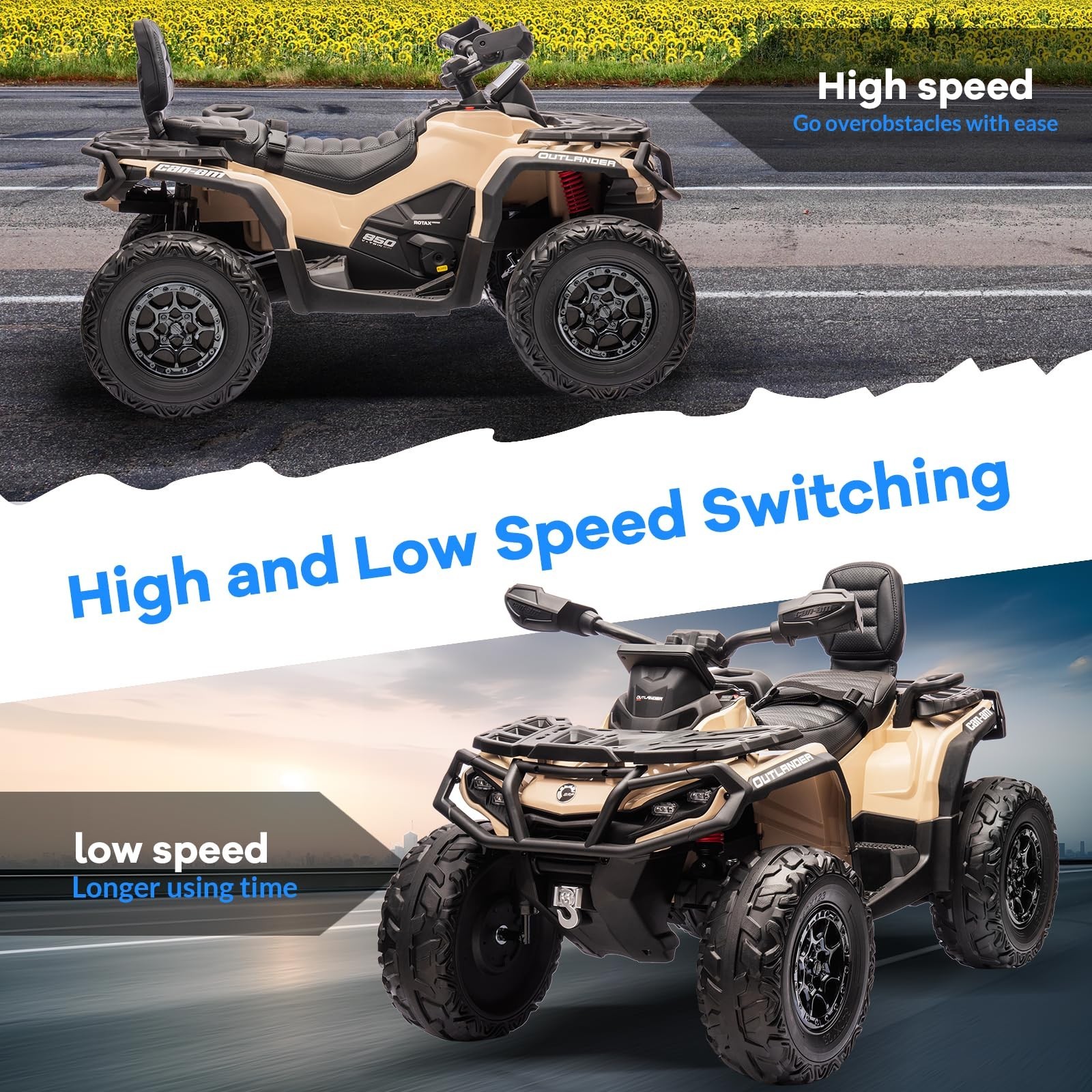 2 Seaters 24V Kids Ride On Car Toy Car Licensed Can-Am Electric ATV Leather Seat
