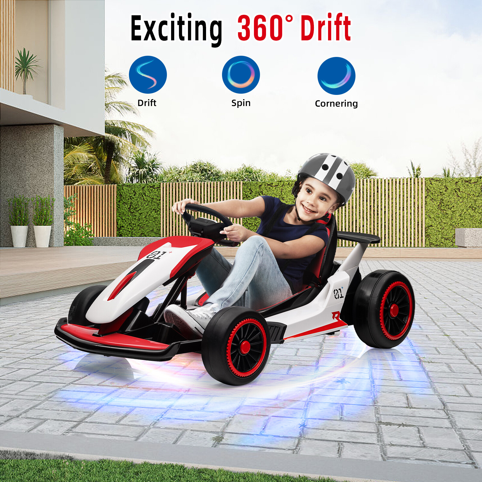 Kids Go Kart 24V, Electric Drift Kart With 2x150W Strong Motors for Boys Girls