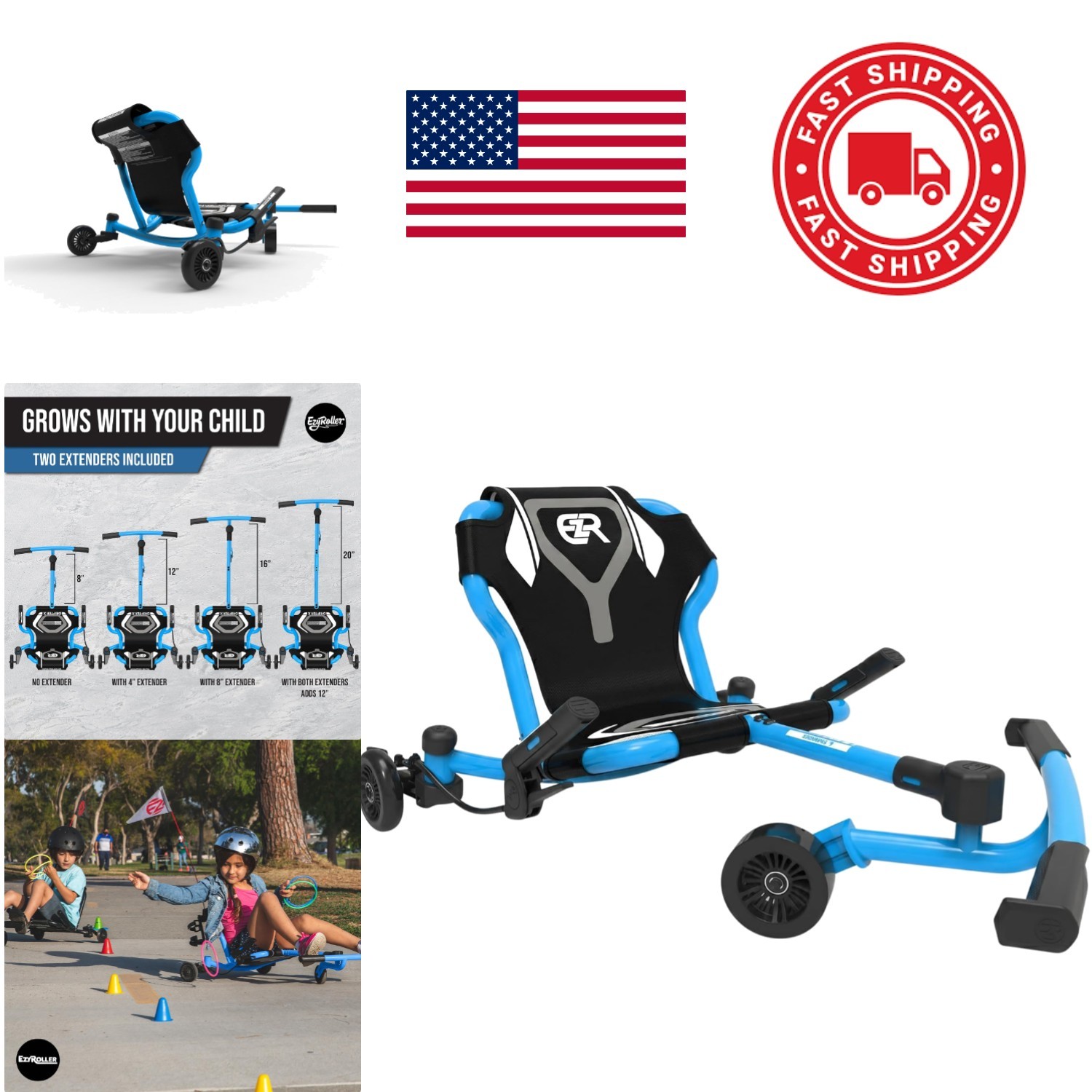 Blue Drifter Ride On Toy for Kids Ages 4 to 12 Lightweight Design
