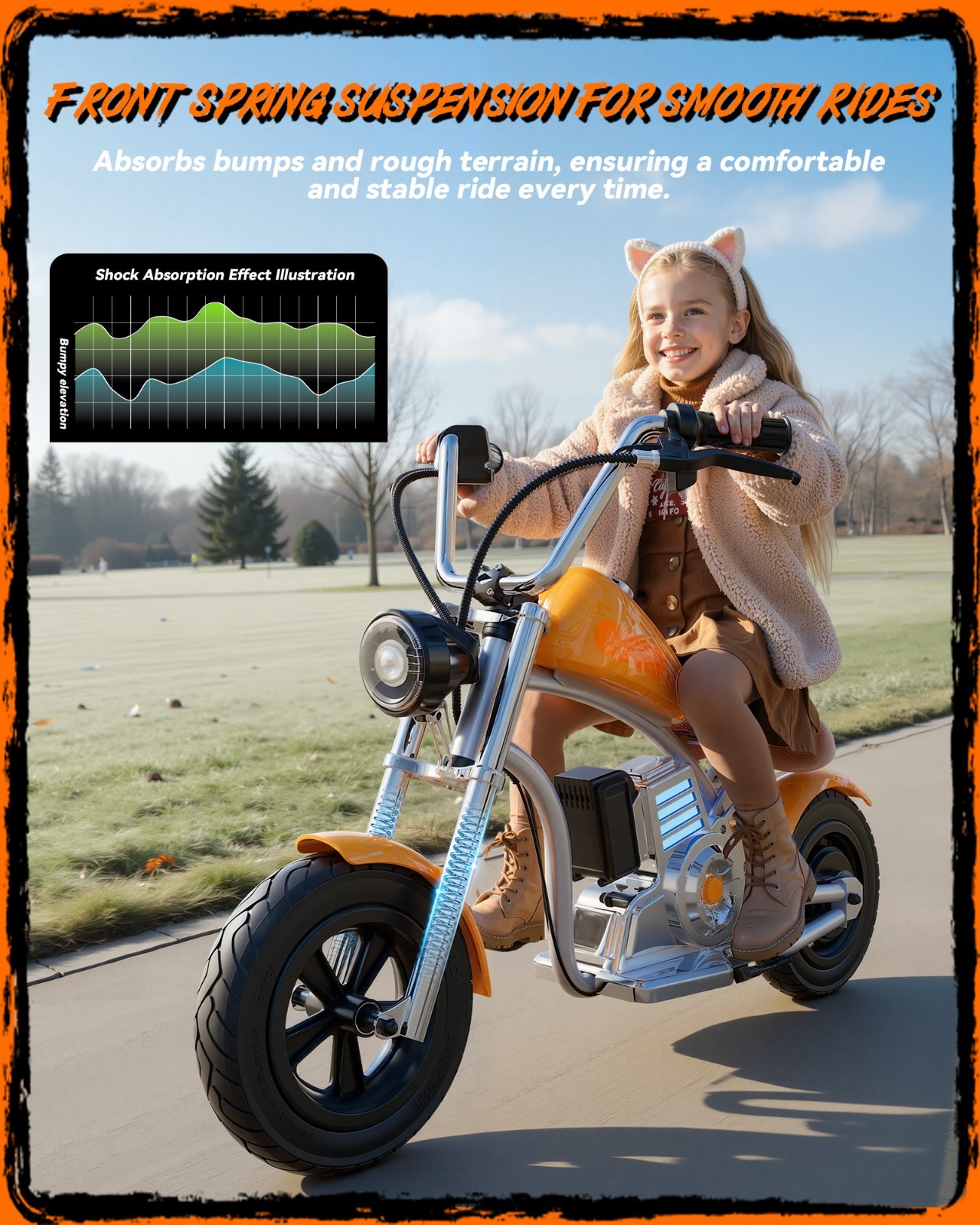 Kids Electric Motorcycle for Ages 5+,Kids Motorcycle with Ambient Lighting 10MPH
