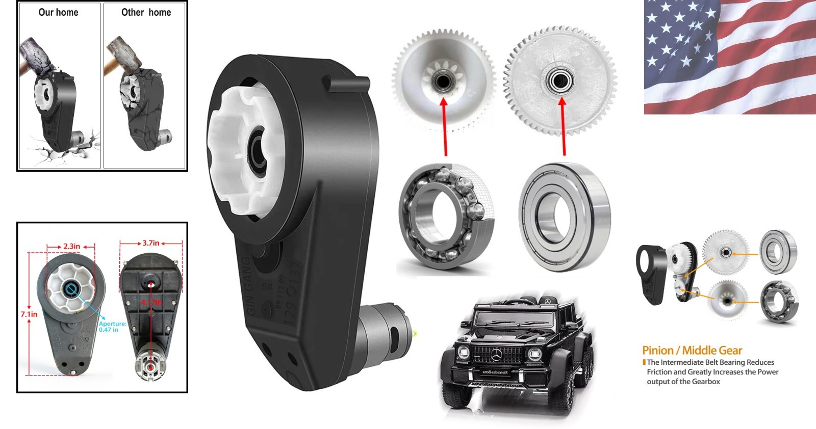 12V 550 High-Speed Gear Motor Gearbox Upgrade for Kids’ Power Wheels – 40000 RPM