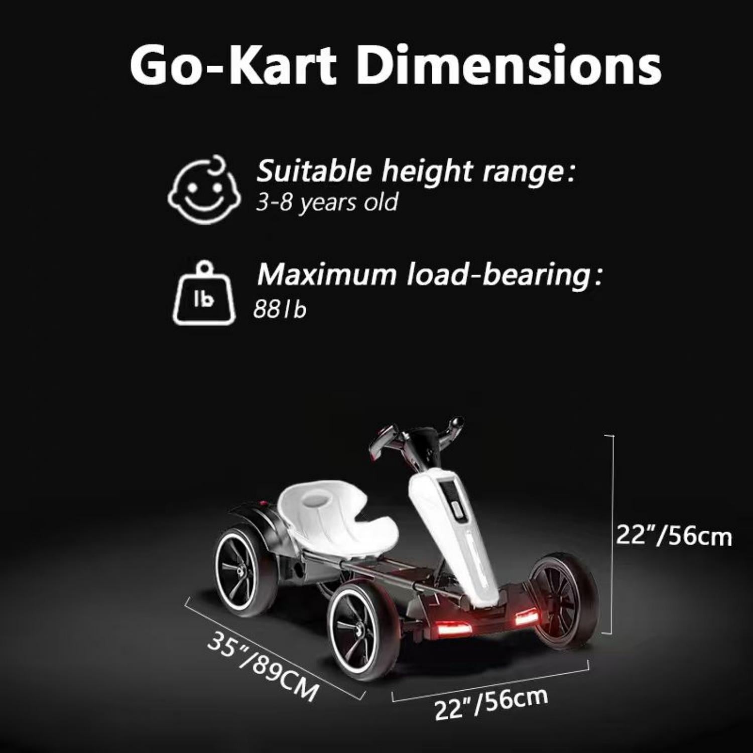 12V Electric Pedal Go Kart Ride on Toy for Kids 3-8 Years 400W*2 Motors 5 MPH