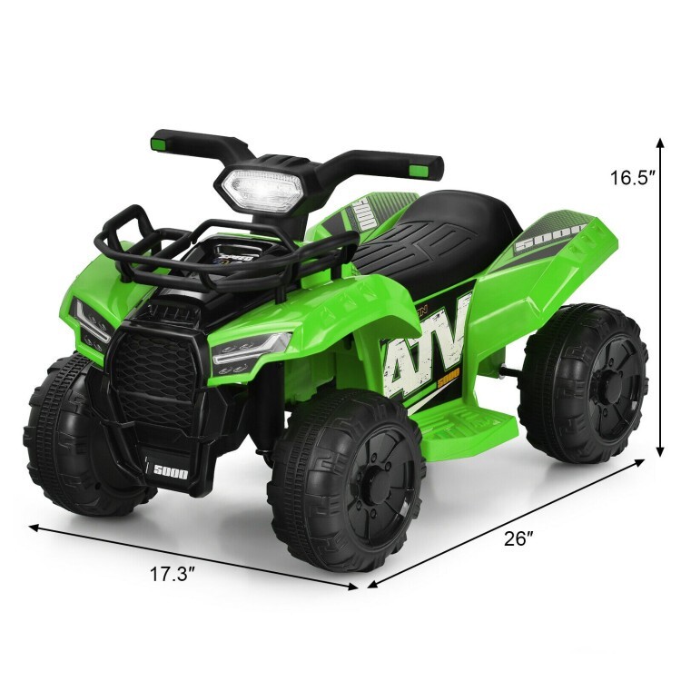 6V Rechargeable Battery Electric Kids Ride On ATV Quad Car w/ LED Light and MP3