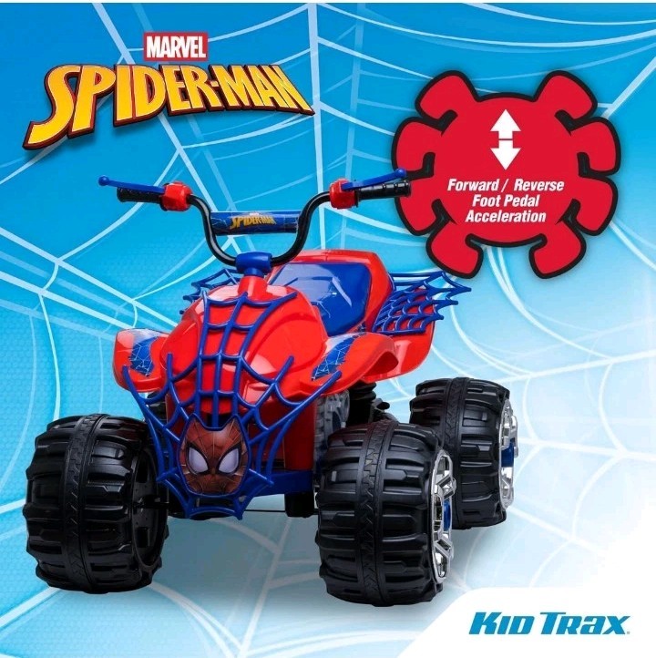 12V Electric Kids Trax Spiderman Toddler ATV Ride On Car Toy 3-7 Years 88lbs