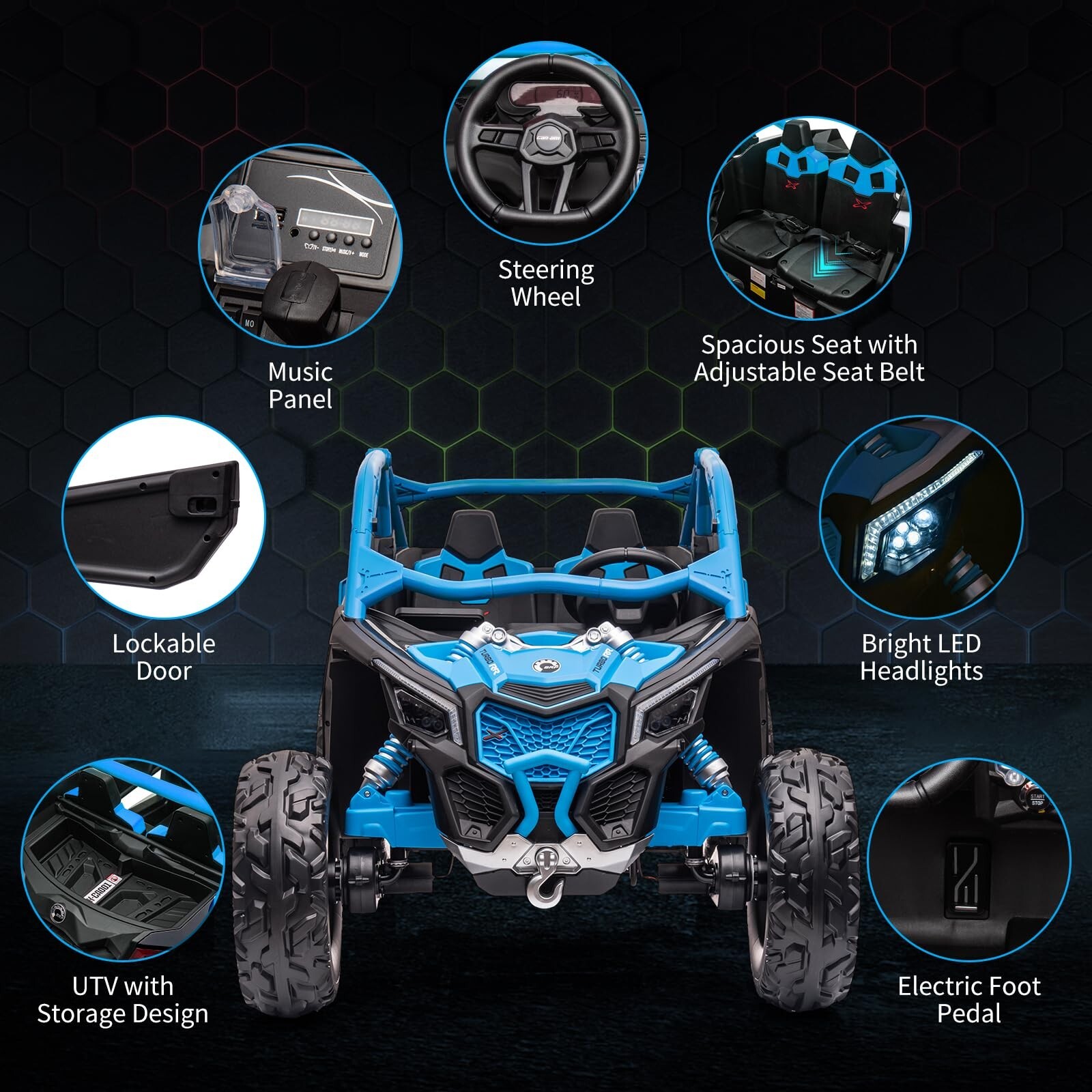 24V BRP Can-Am Licensed Ride on UTV Car for Kids Electric Toys 4WD Off-Road Quad