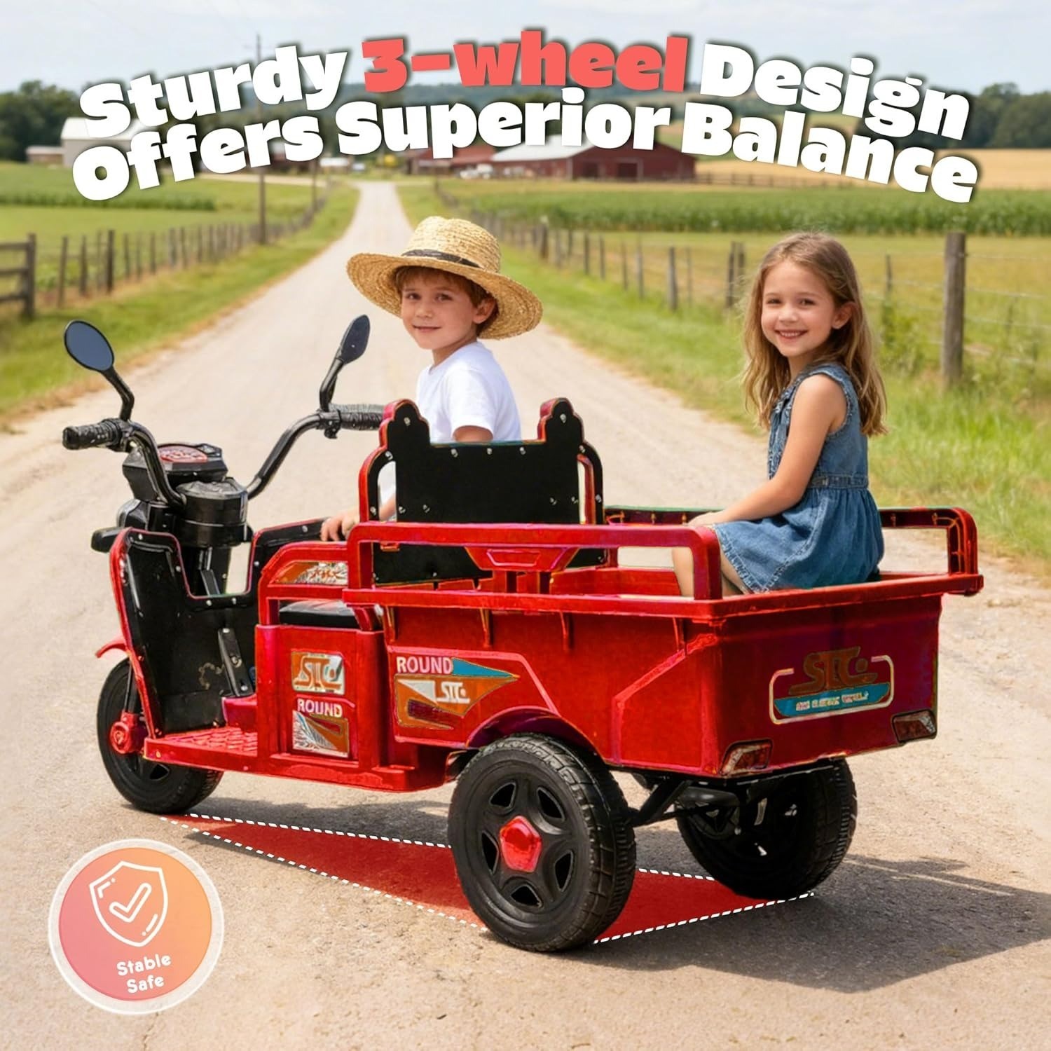 12V Kids Ride on Tractor with Cargo Bed Electric Dump Truck with LED Light Music
