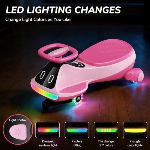 Pink 12V Electric Wiggle Car with Pedal & Display – Rechargeable – Pink