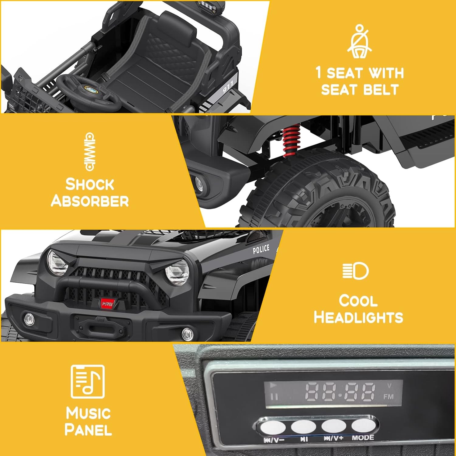 12V Kids Electric Ride On Car Dual 35W Motor Single Seat Outdoor Toy Vehicle