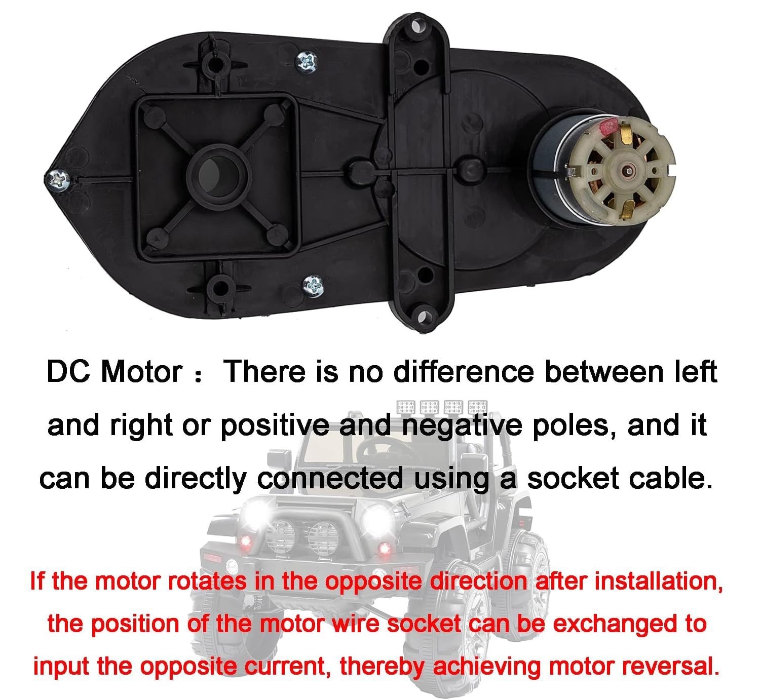 Steering Gearbox RS390 12V 5000 RPM Low Speed Motor for Kids Ride-On Car Parts