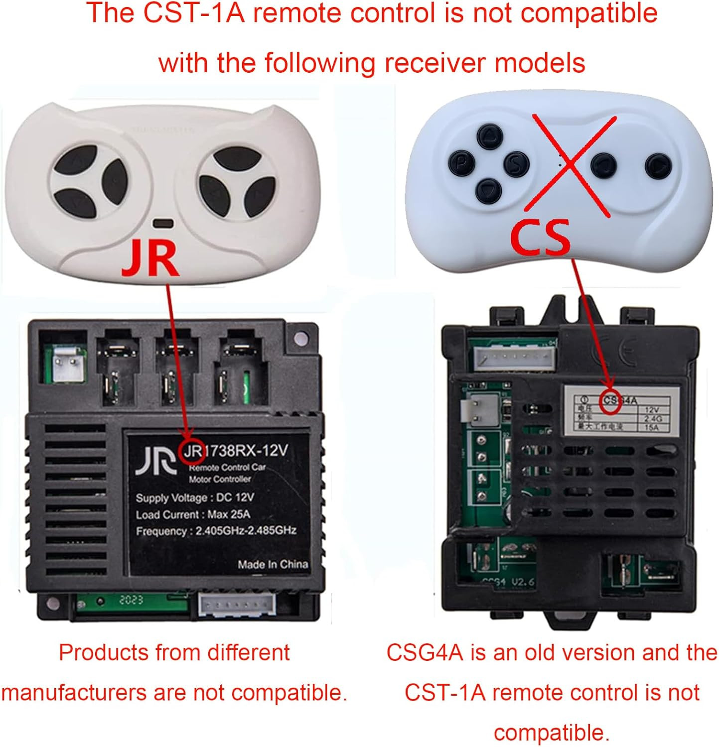 2.4G Bluetooth Remote Control CST-1A for Kids Powered Ride on Car with CSR-12…