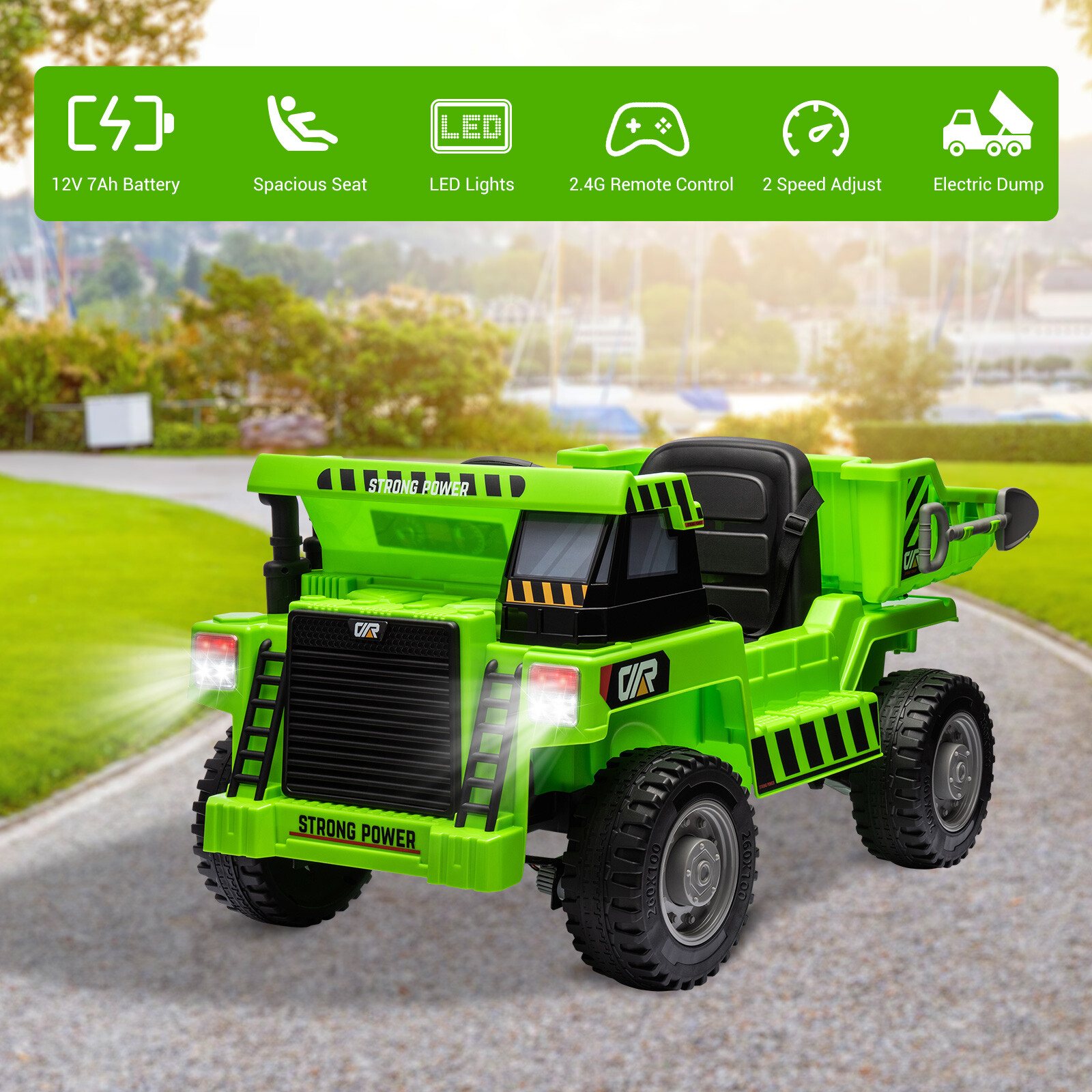 12V Kids Ride On Dump Truck RC Construction Tractor Vehicles w/ Electric Bucket