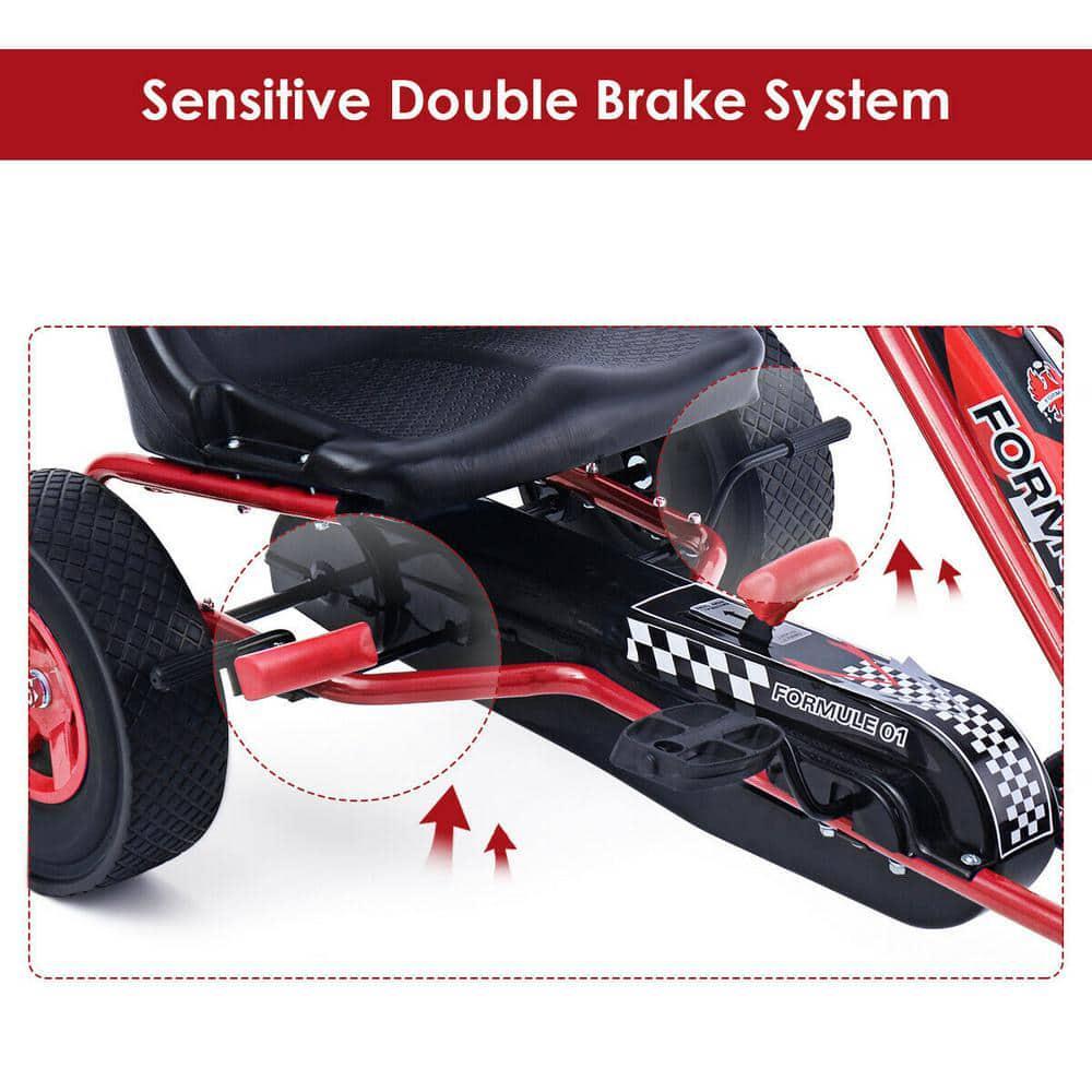 7 in. Red Kids Ride On Pedal Powered Bike Go Kart Racer Car Outdoor