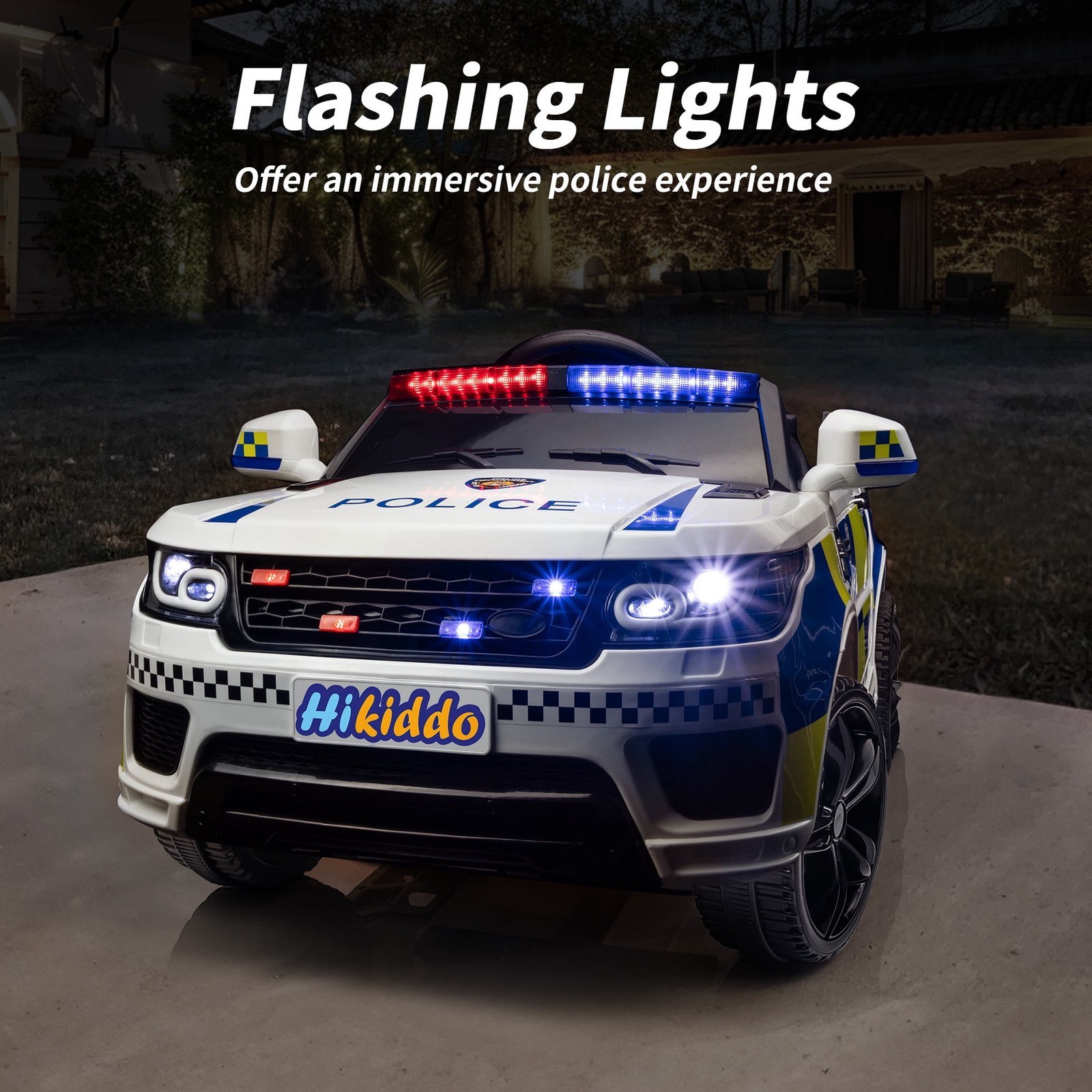 Outfunny Electric Police Car for Kids, 24 Volt Kids Ride on Toys W/ 400W Motors,