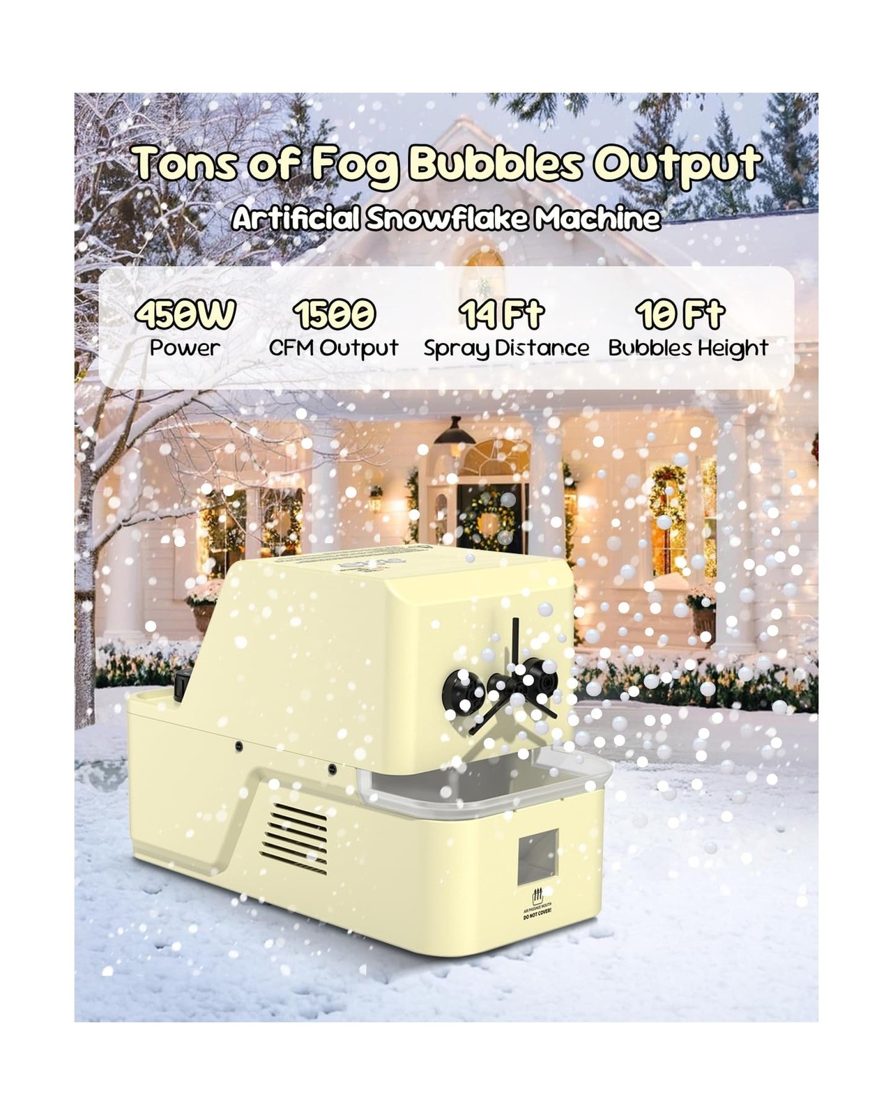 450W Fog Bubble Machine – Wireless Remote, High Output Tiny Fog Bubbles, Snow…