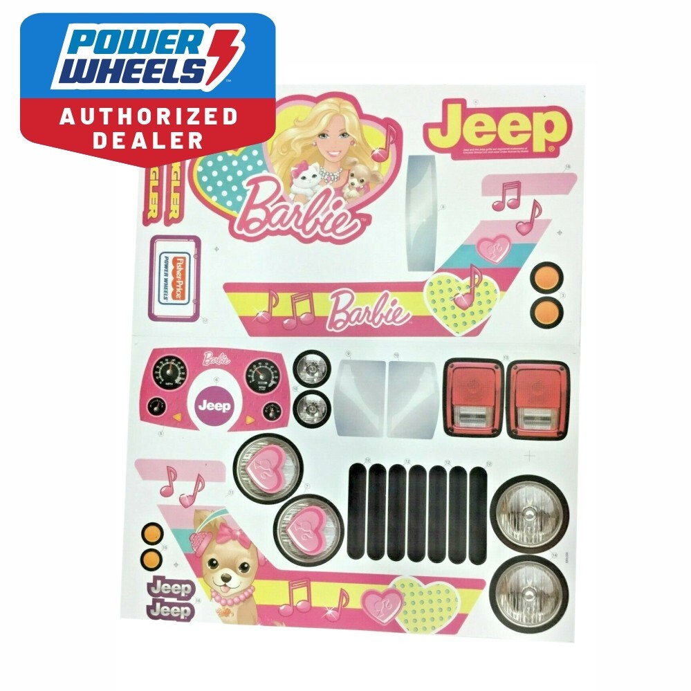 Power Wheels Barbie Jammin Jeep Decals Sheet L7820-0311